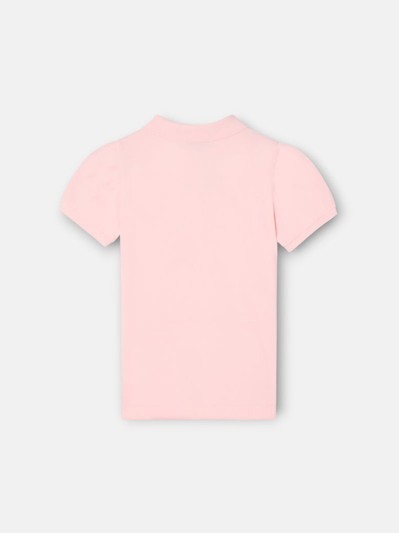 Polo de menina com manga bufante rosa claro