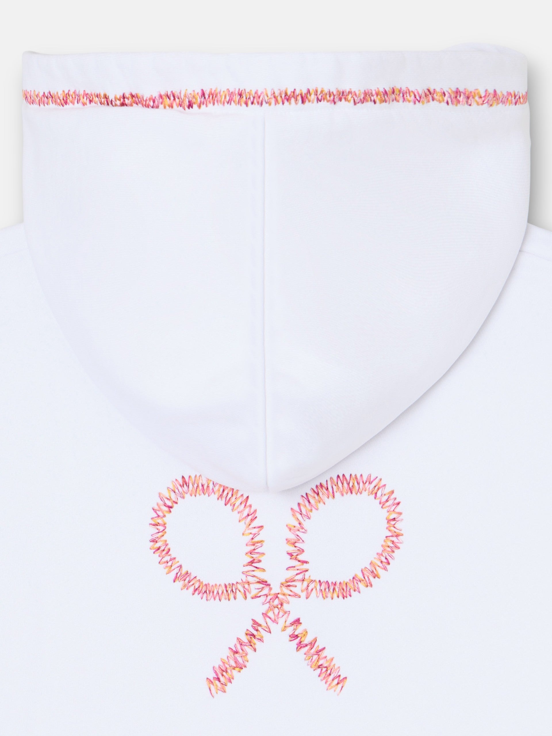 Girl's white ethnic racket hooded sweatshirt