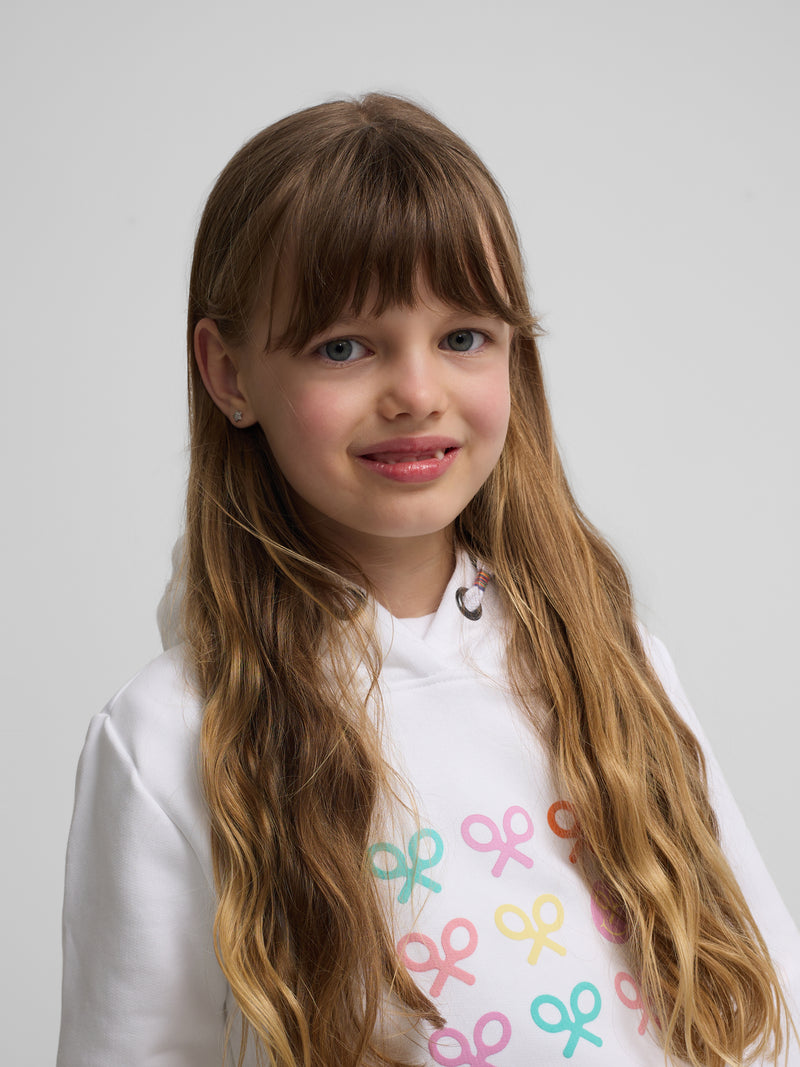Sweat-shirt fille raquettes smile blanc