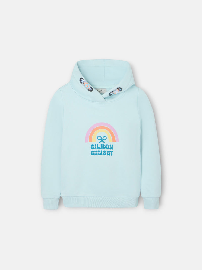 Sweat à capuche fille Silbon Sunset bleu ciel