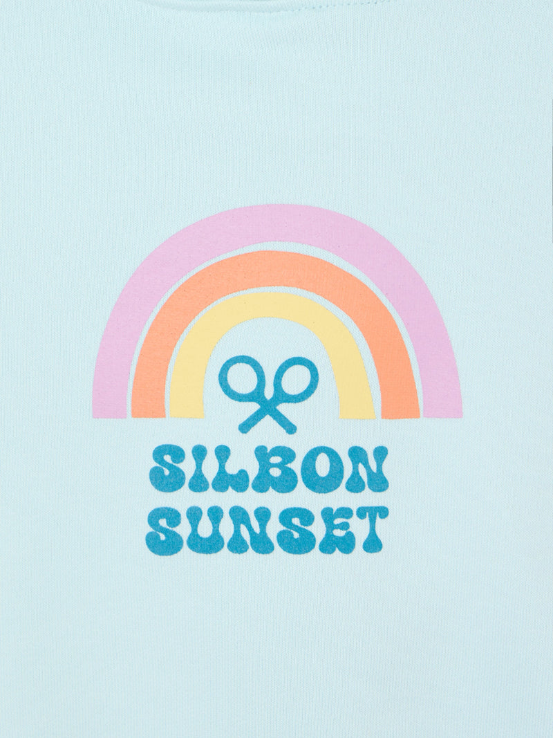 Sweat à capuche fille Silbon Sunset bleu ciel