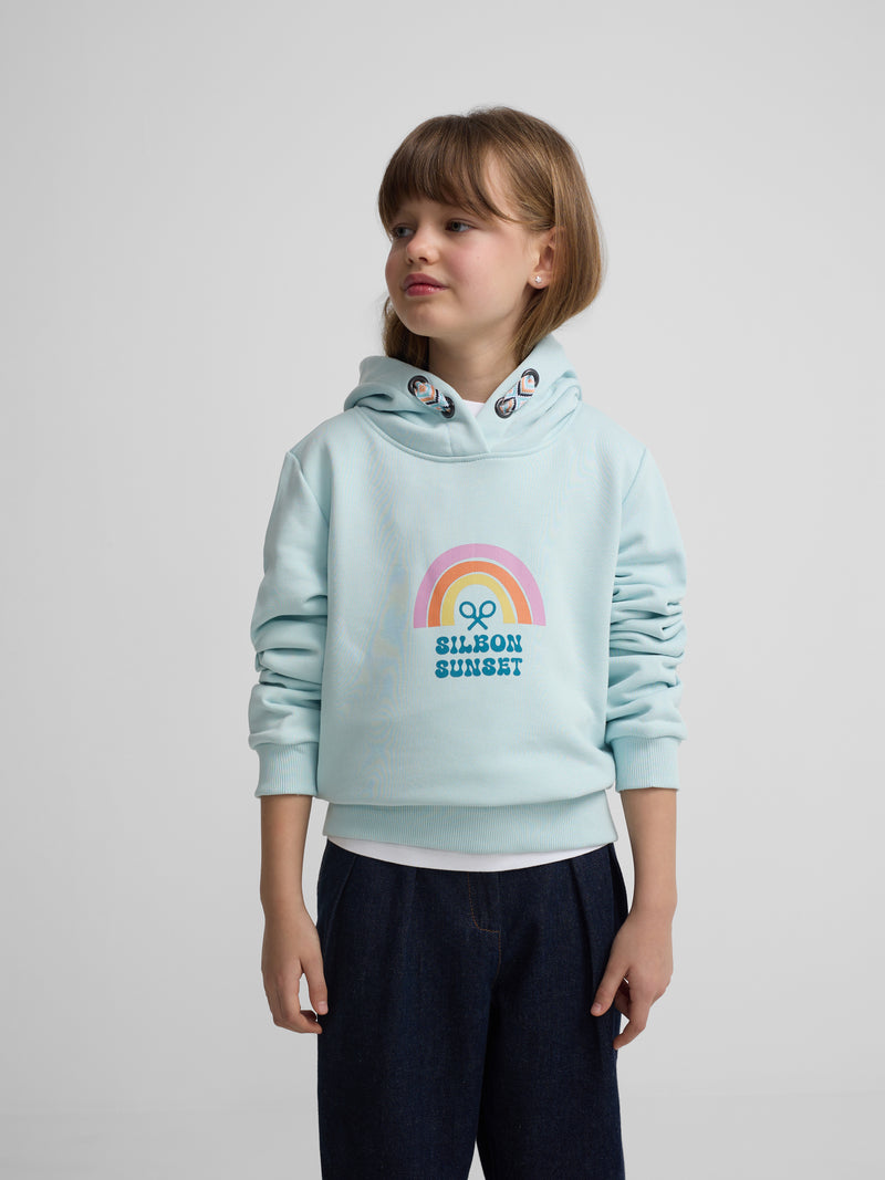 Sweat à capuche fille Silbon Sunset bleu ciel
