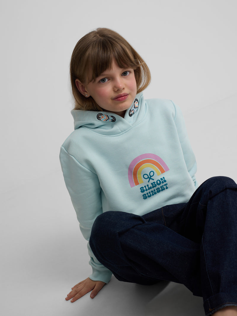 Sweat à capuche fille Silbon Sunset bleu ciel