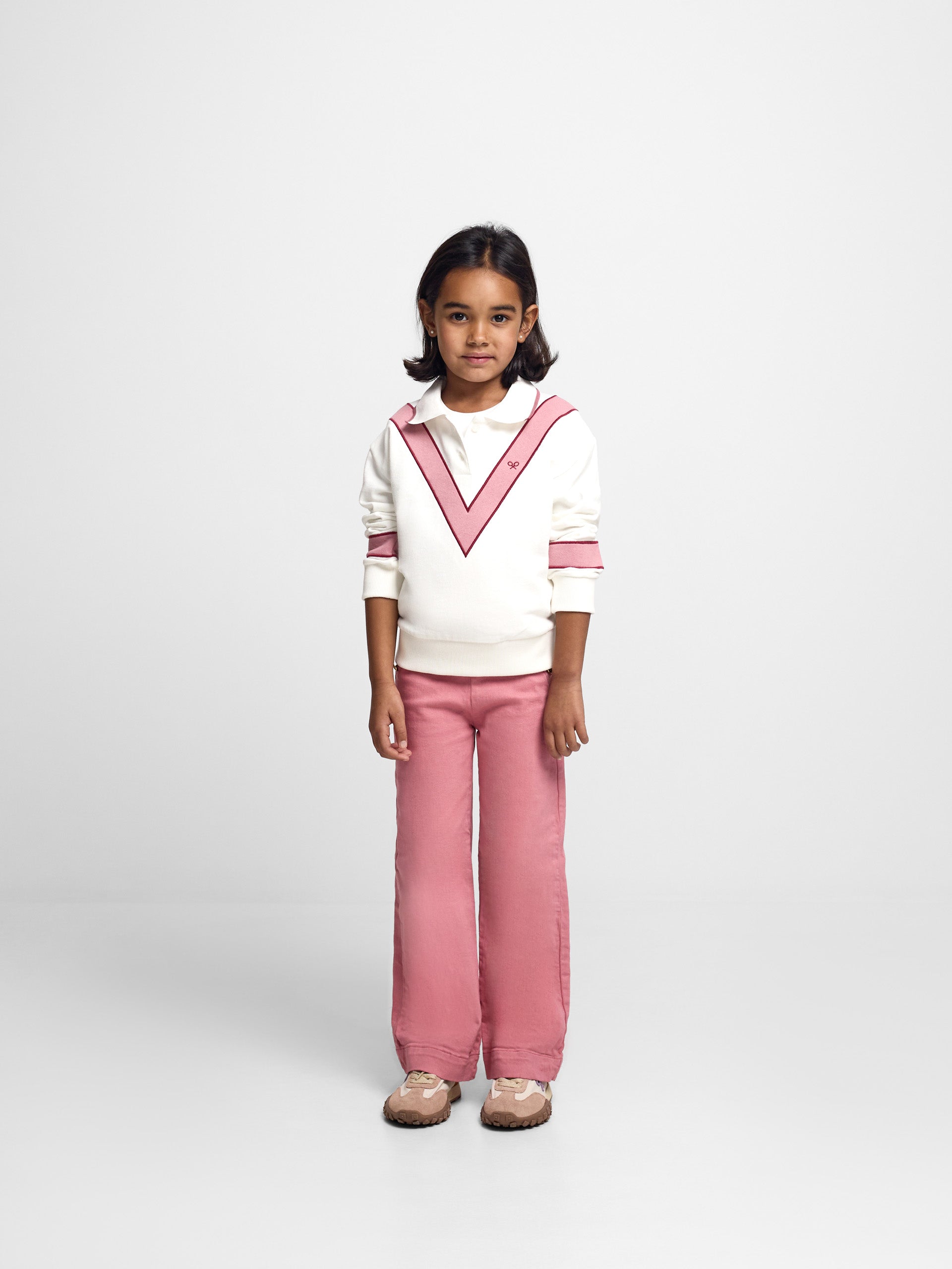 Retro pink and off-white girl's sweatshirt