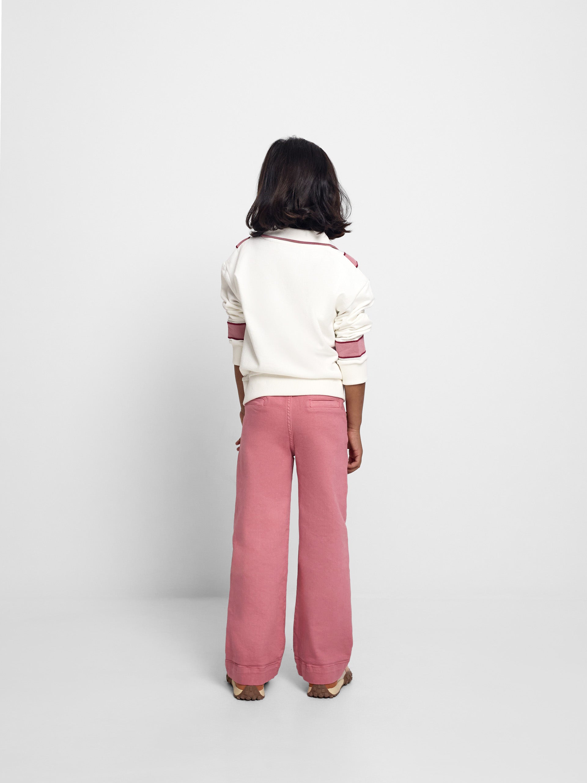 Sweat-shirt rétro rose et blanc cassé pour fille