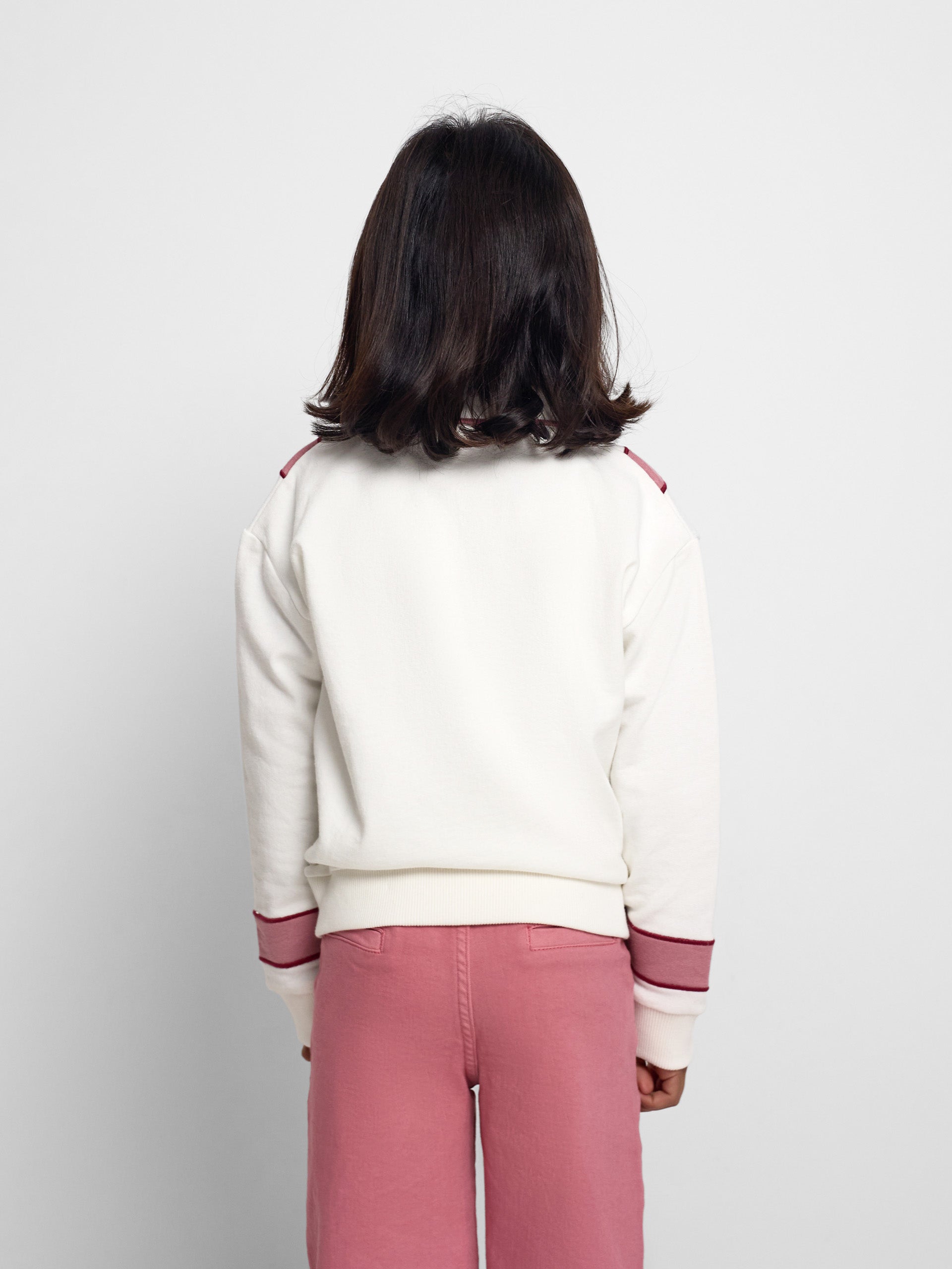 Retro pink and off-white girl's sweatshirt