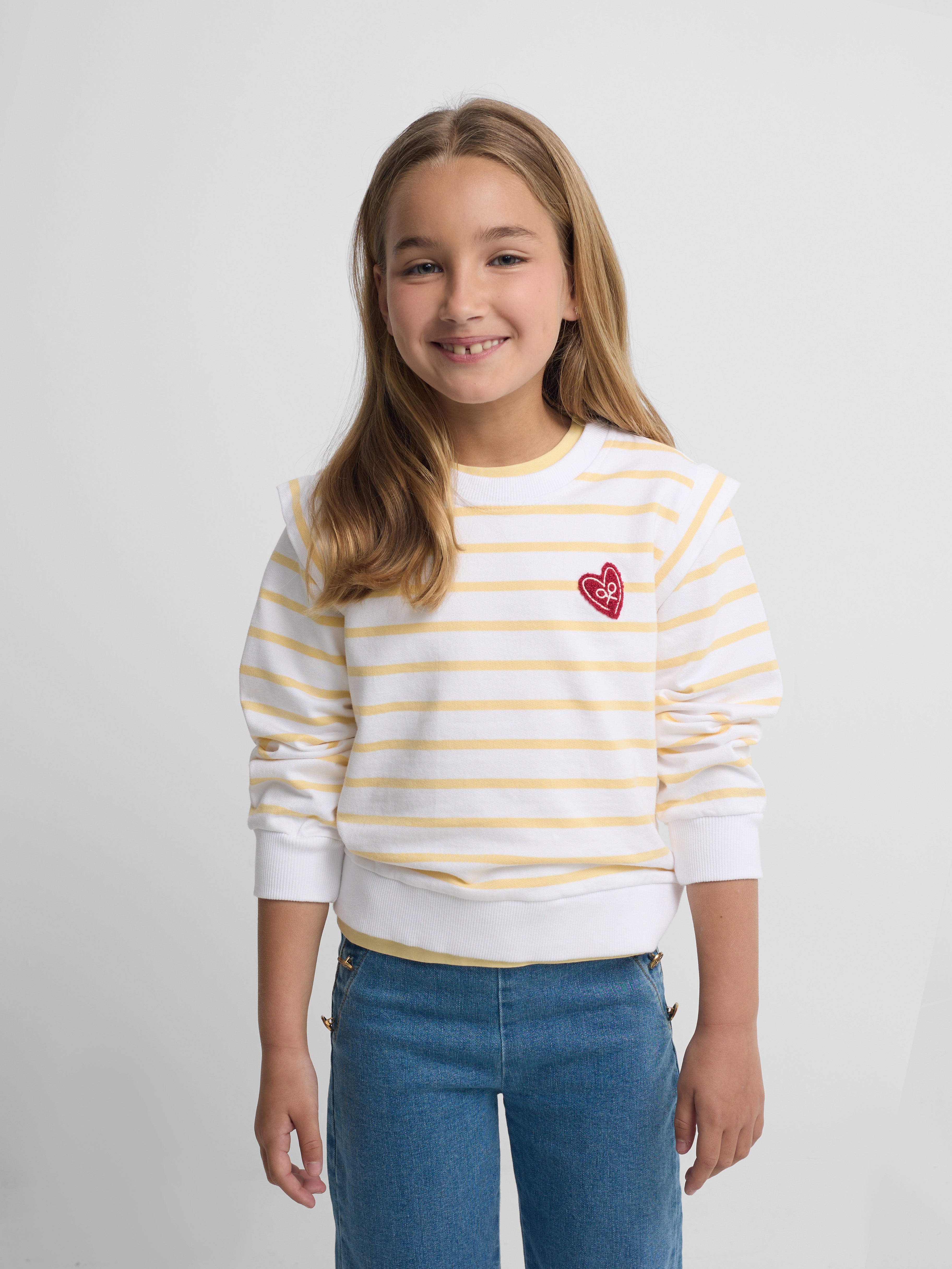 Sweatshirt girl ombreiras amarelo e cru