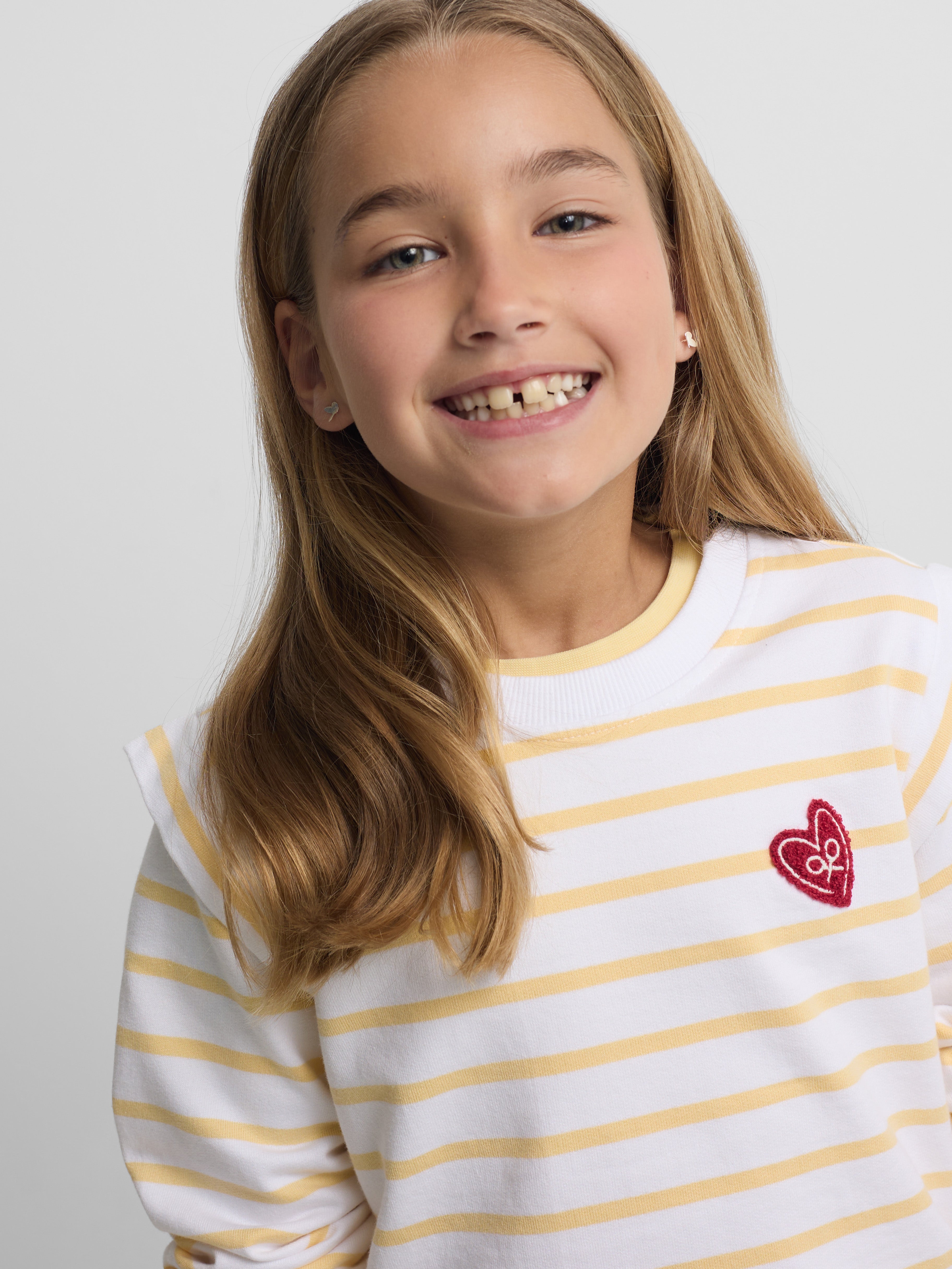 Sweatshirt girl ombreiras amarelo e cru