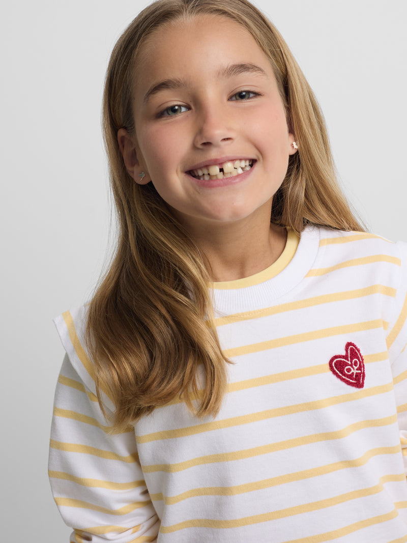 Sweatshirt girl ombreiras amarelo e cru