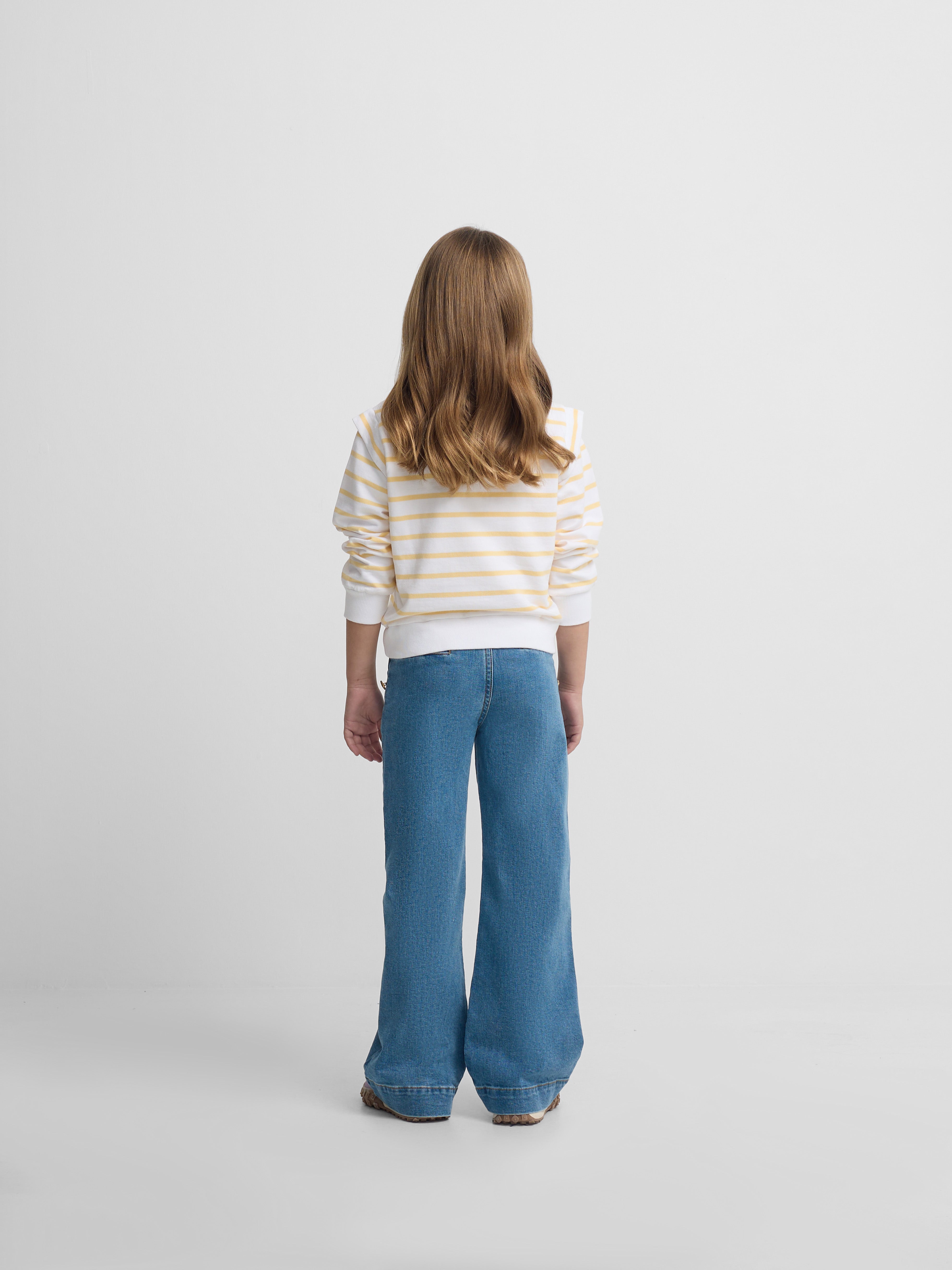 Sweatshirt girl ombreiras amarelo e cru