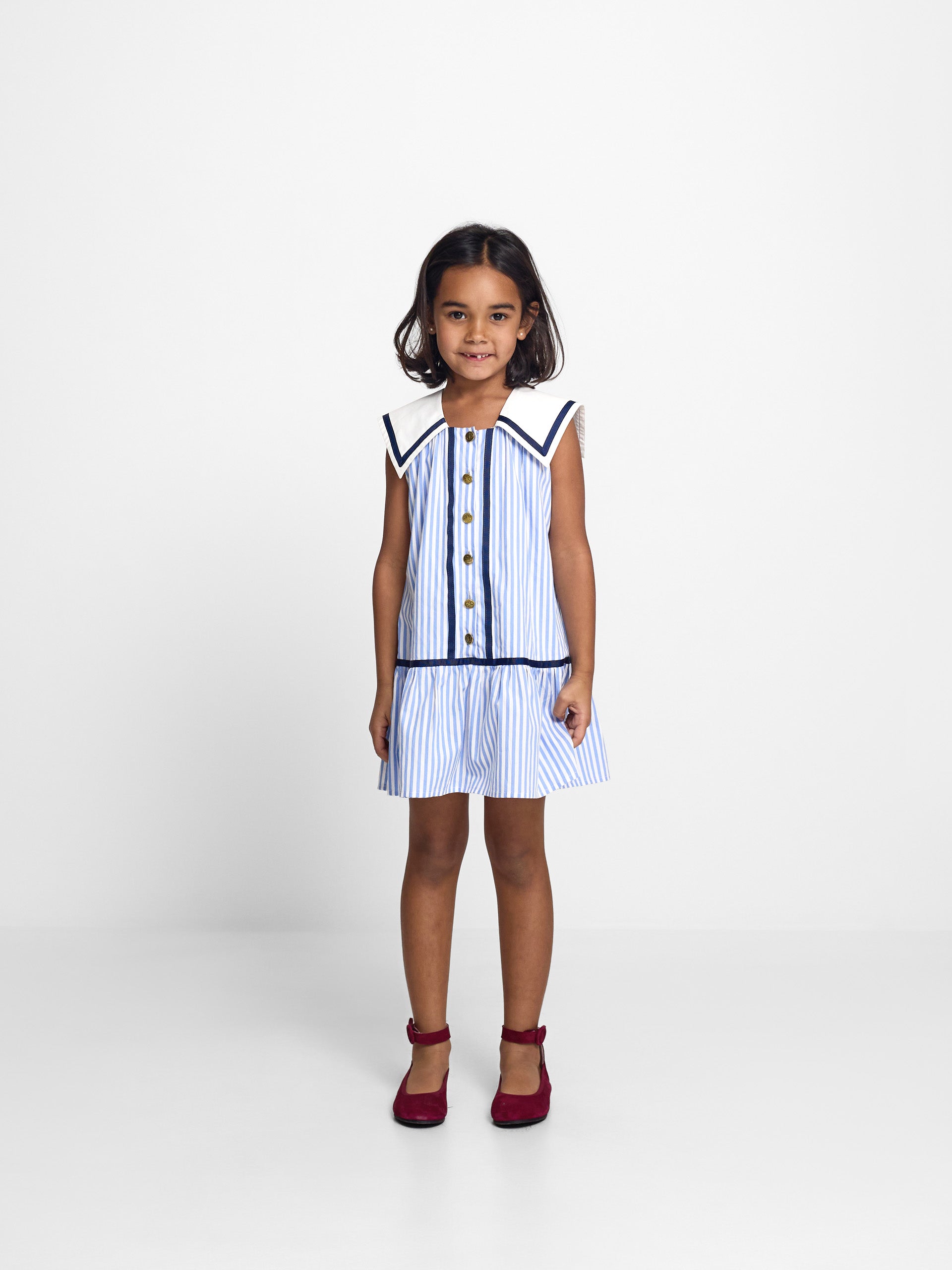 Girl's sailor dress with blue stripes