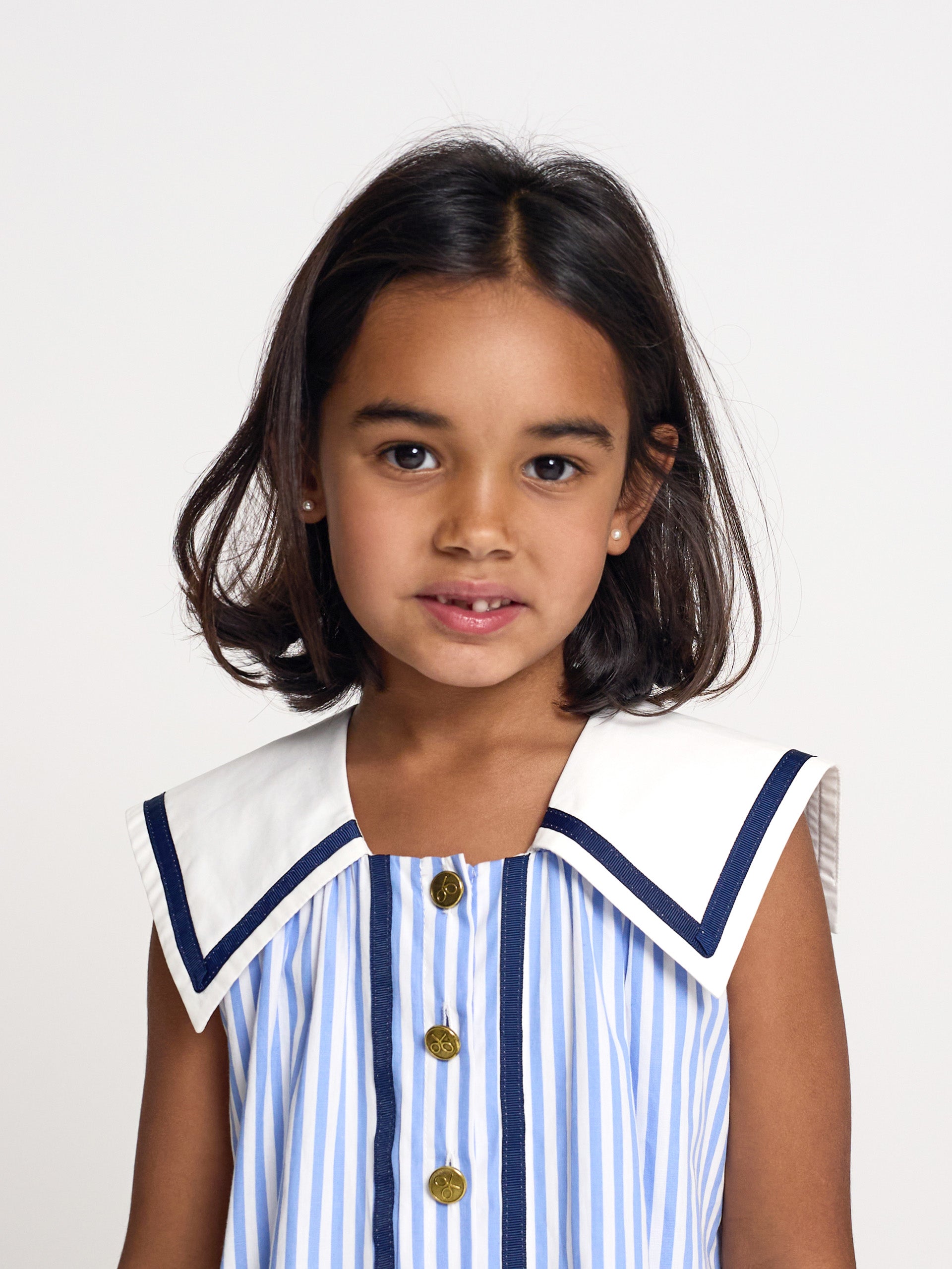 Girl's sailor dress with blue stripes