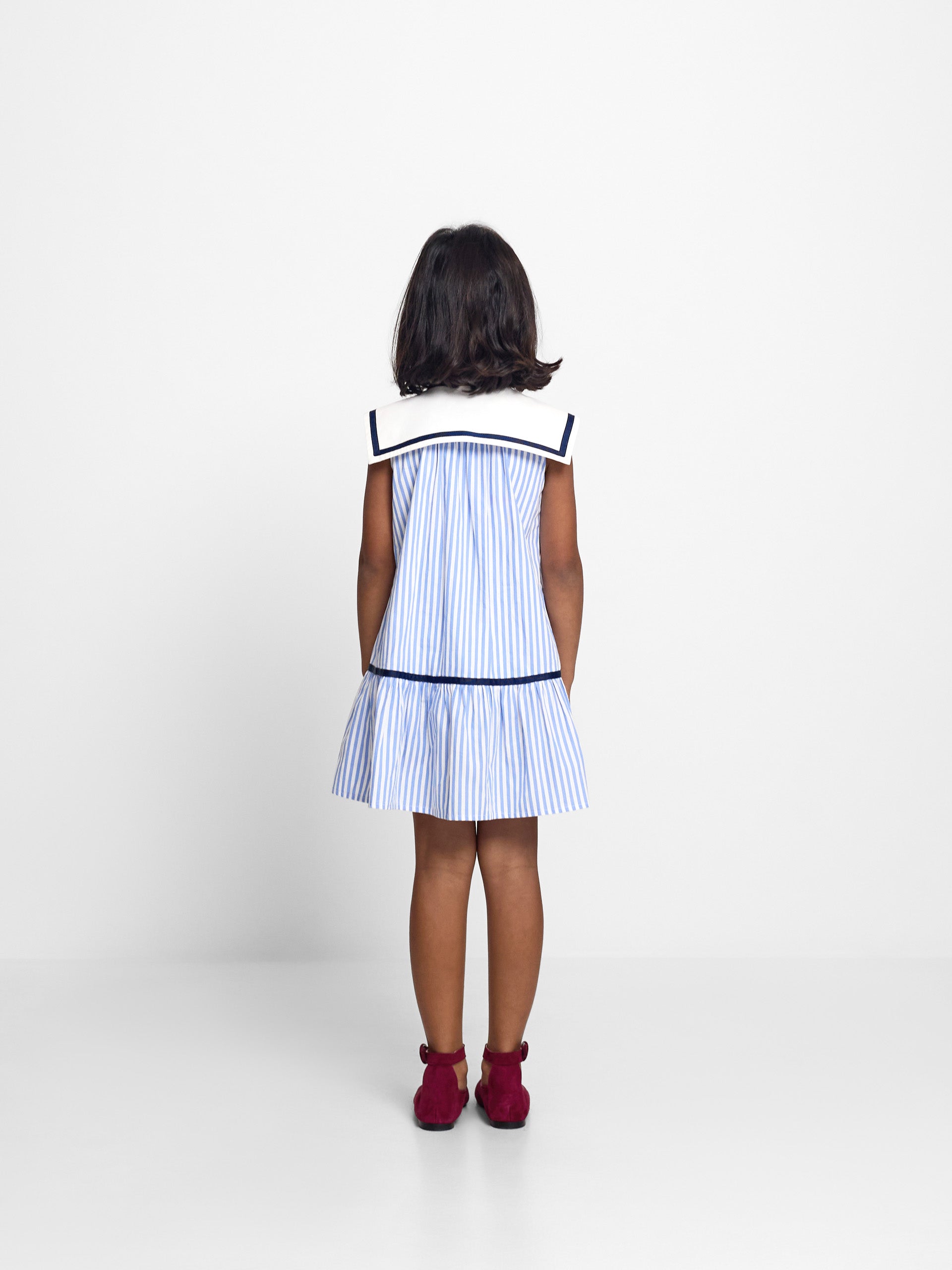Girl's sailor dress with blue stripes