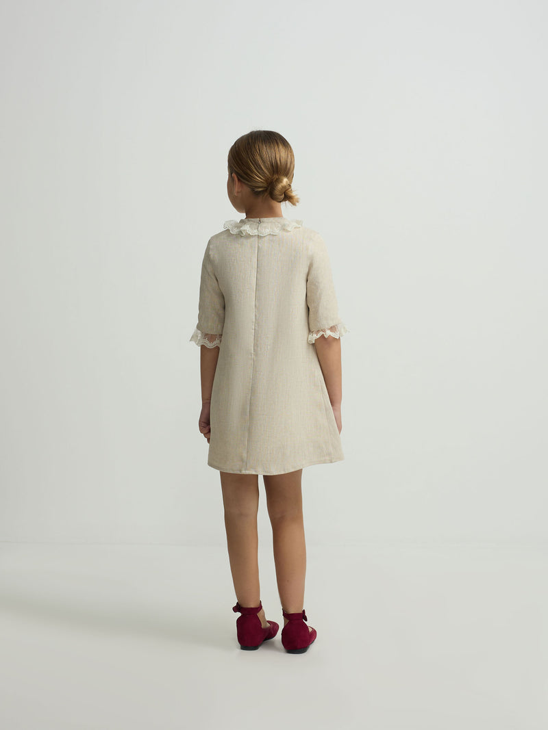 Robe fille habillée beige