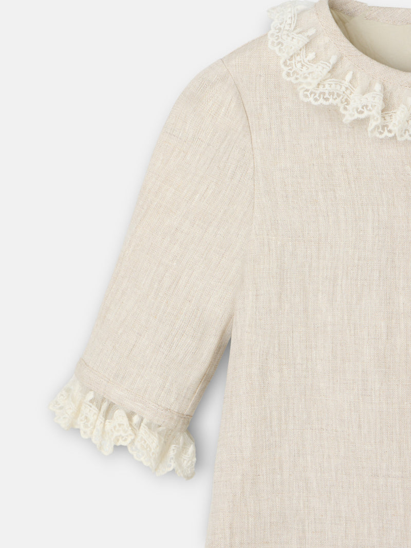 Robe fille habillée beige