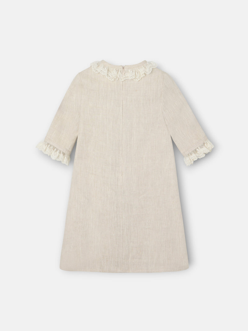 Robe fille habillée beige