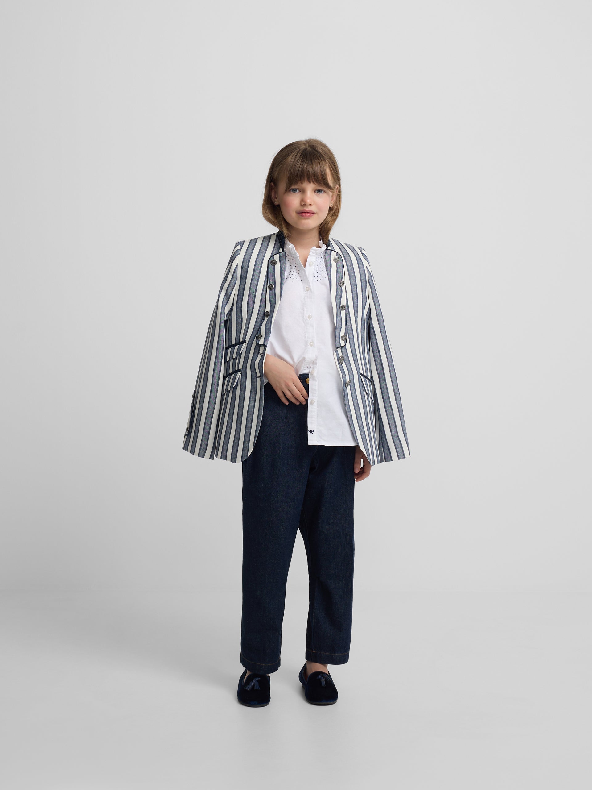 Blazer de menina marinheiro riscas azuis