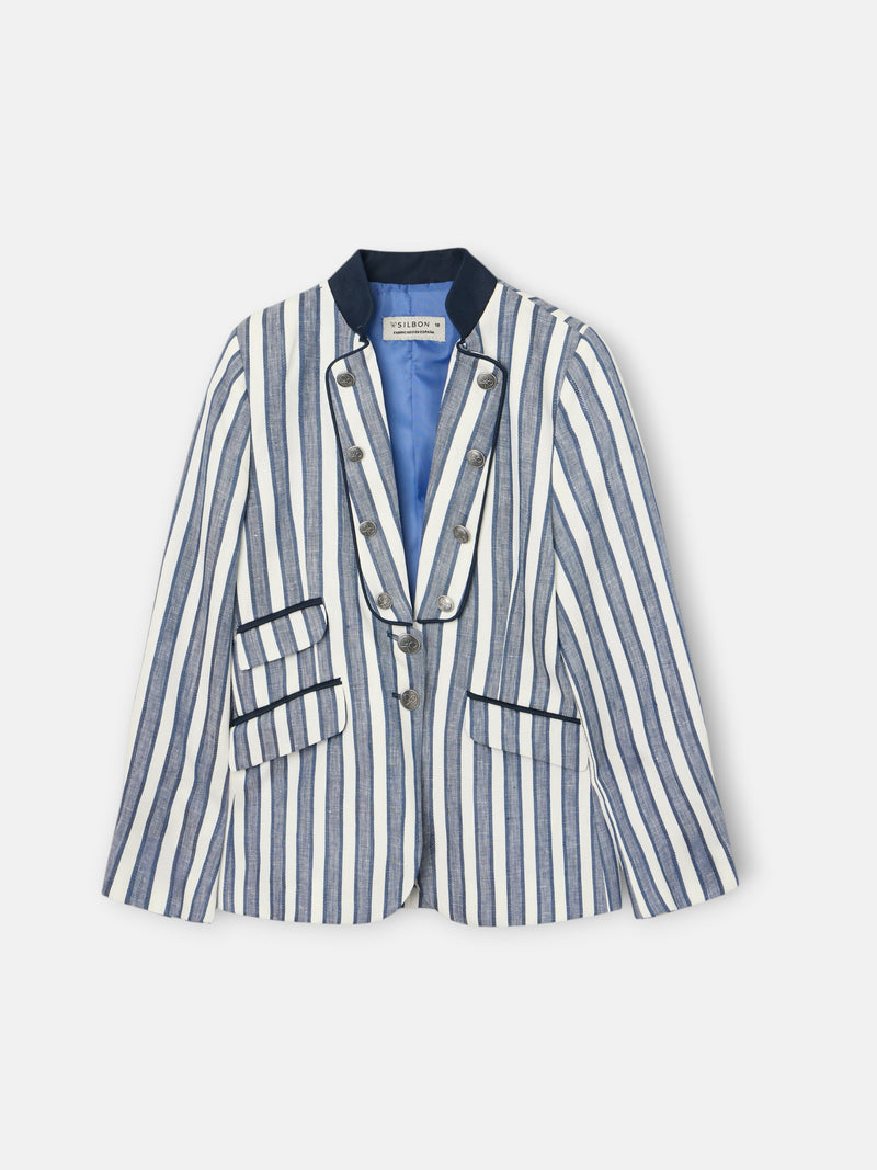 Blazer de menina marinheiro riscas azuis