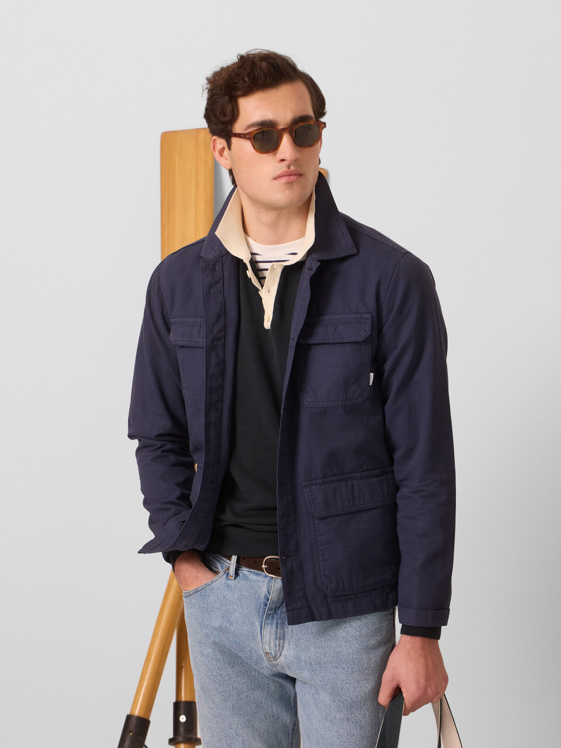 Navy blue cruise overshirt with pockets