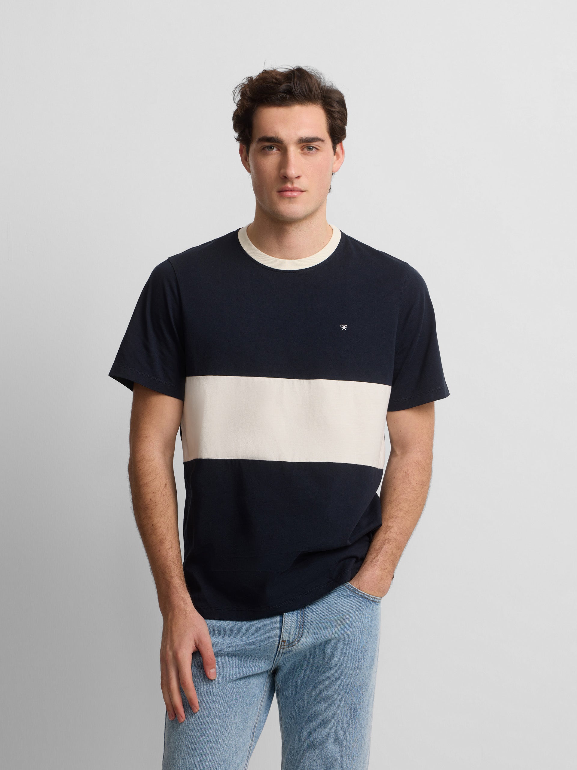 T-shirt de croisière à rayures horizontales bleu marine