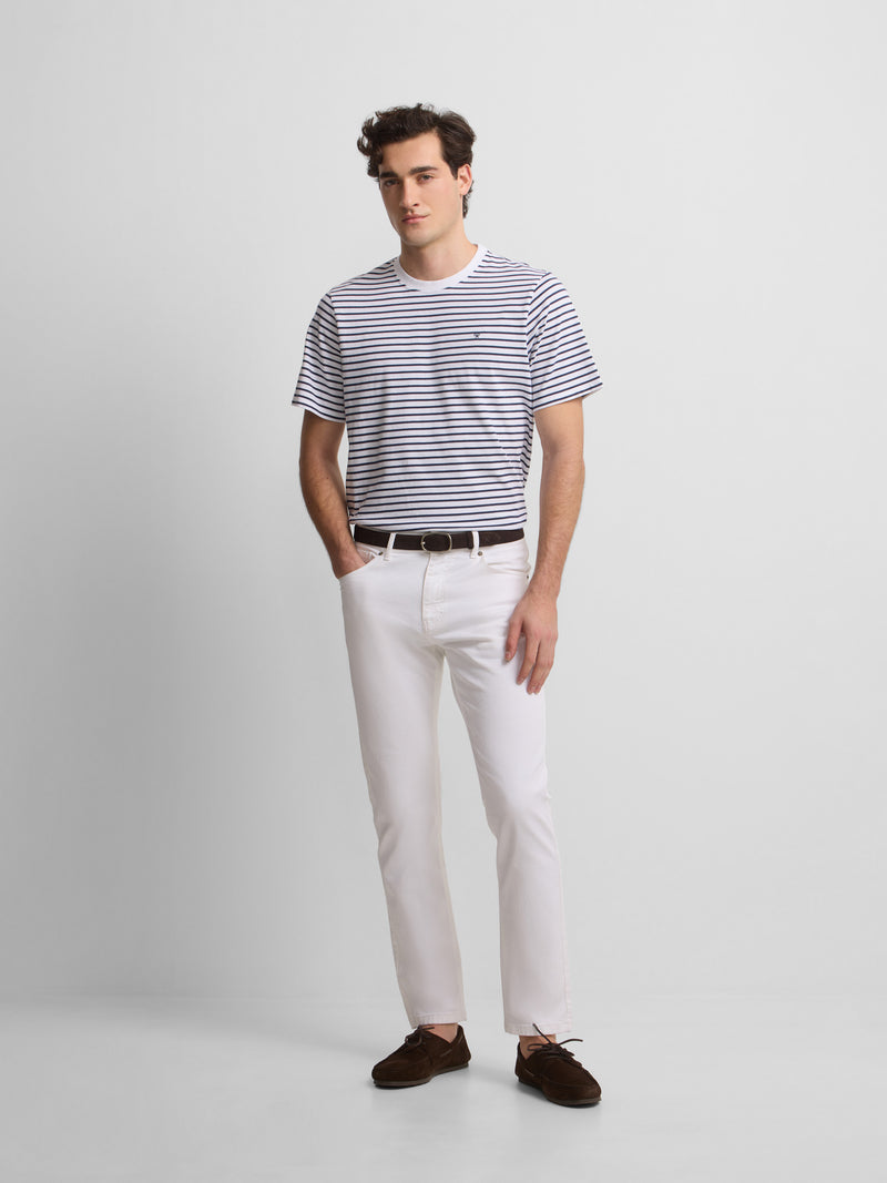 T-shirt riscas finas cruise creme