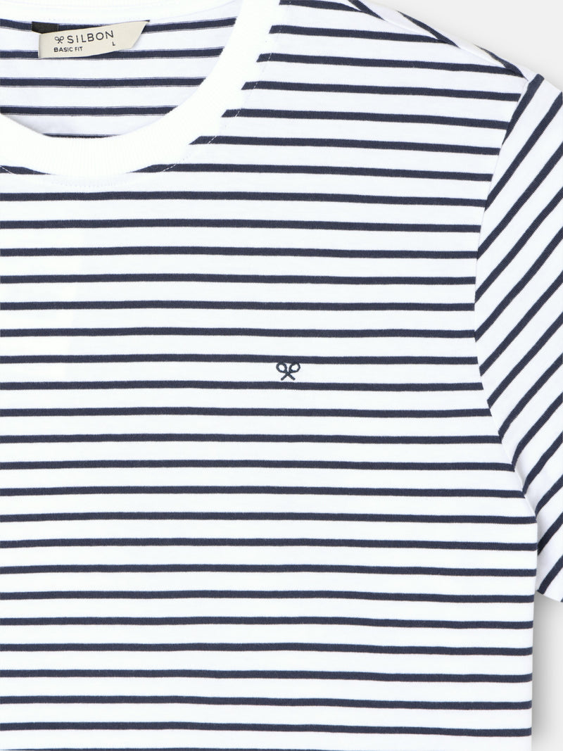 T-shirt riscas finas cruise creme