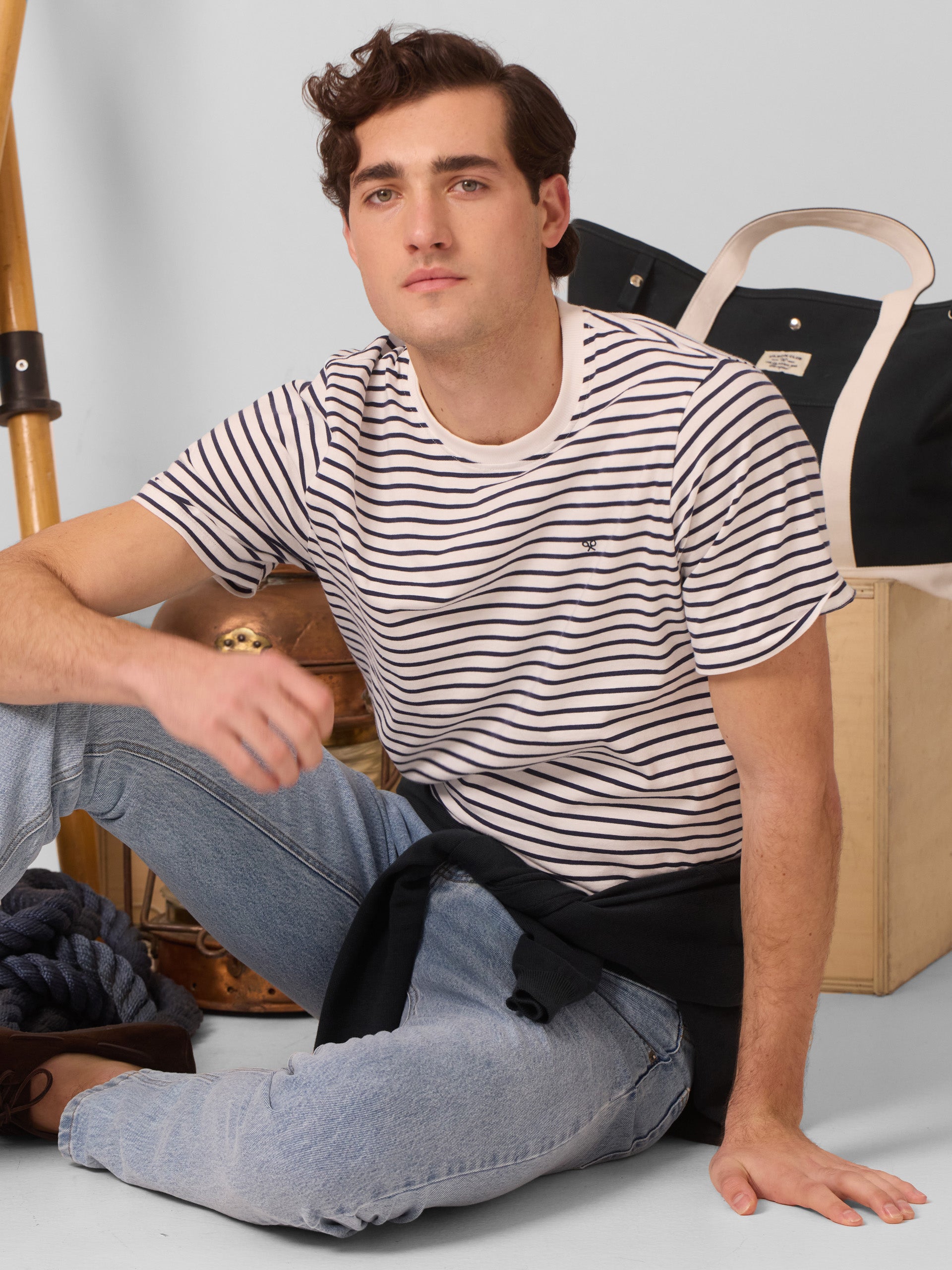 Cream Cruise Fine Stripe T-Shirt