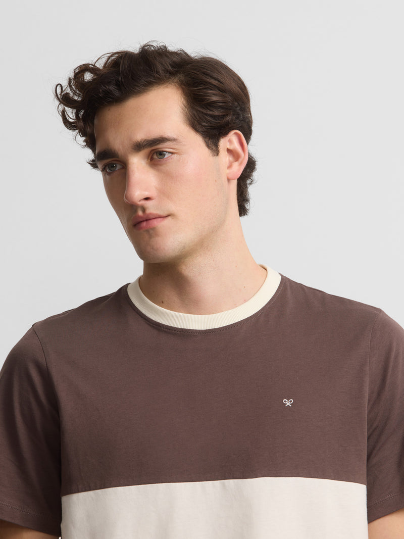 Horizontal stripe cruise t-shirt brown