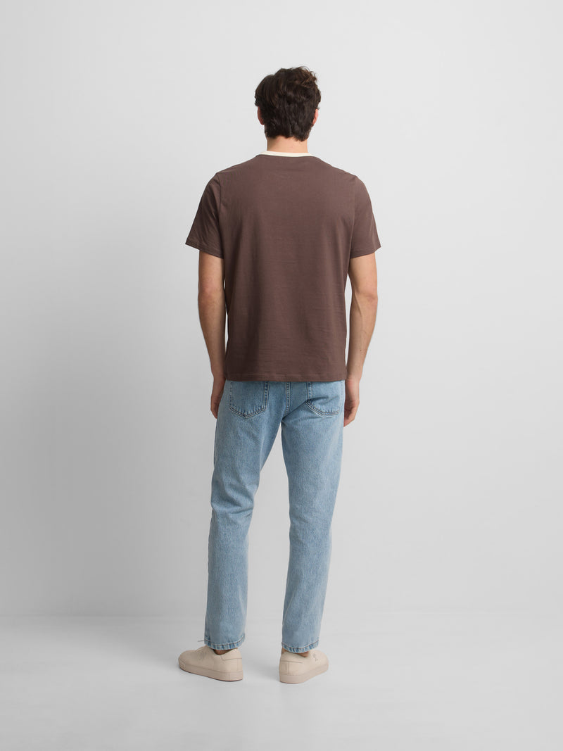 Horizontal stripe cruise t-shirt brown