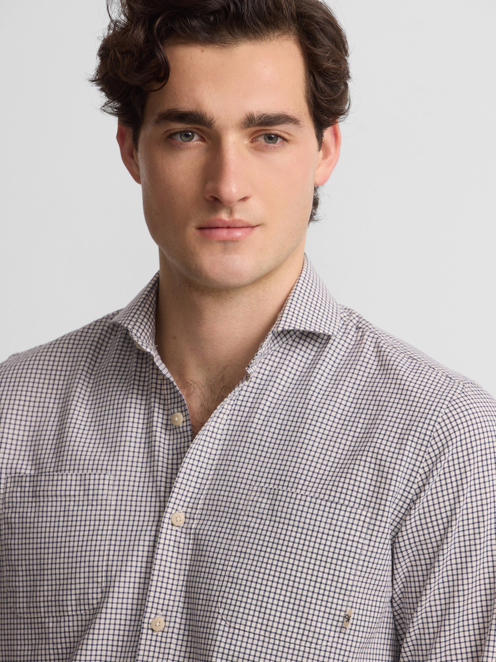 Camisa bolsos xadrez cruise azul-marinho