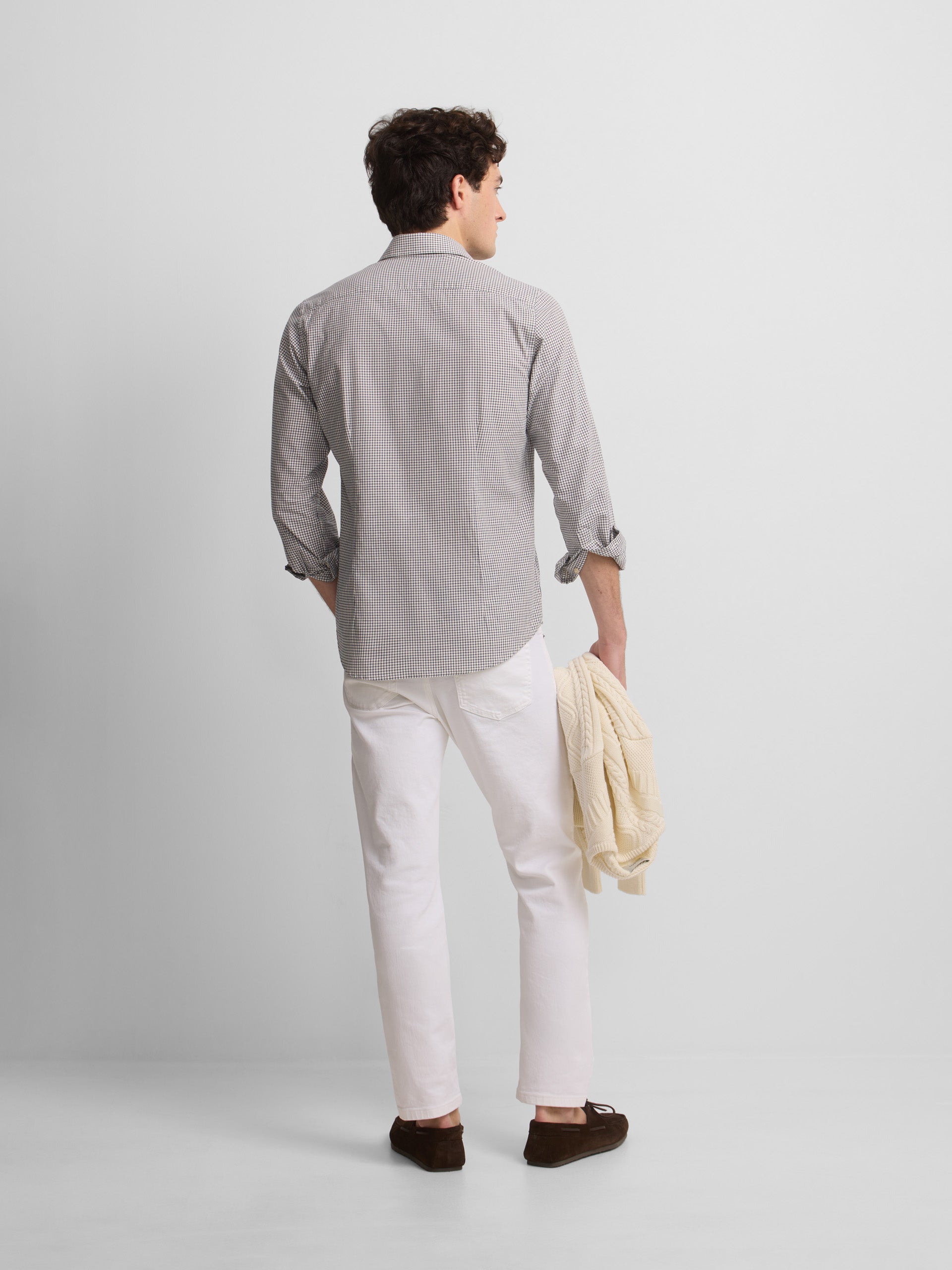 Chemise de croisière bleu marine à carreaux avec poches