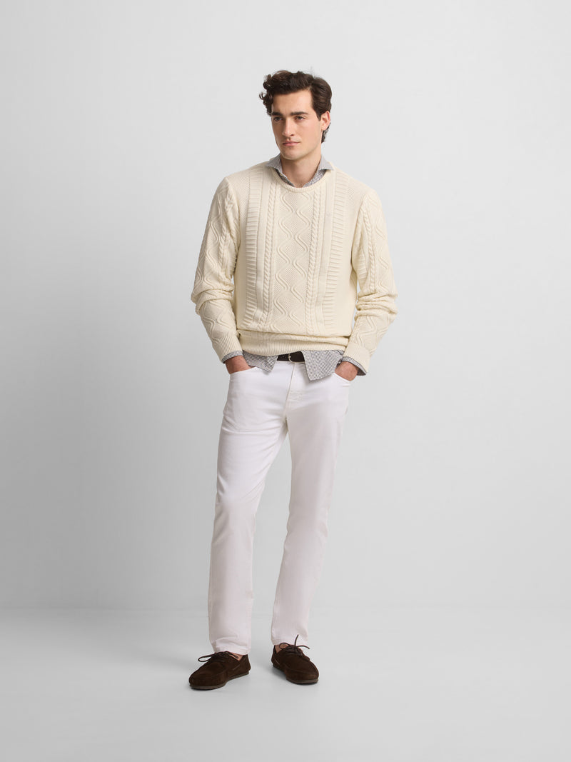 Cruise cream cable knit sweater with patch