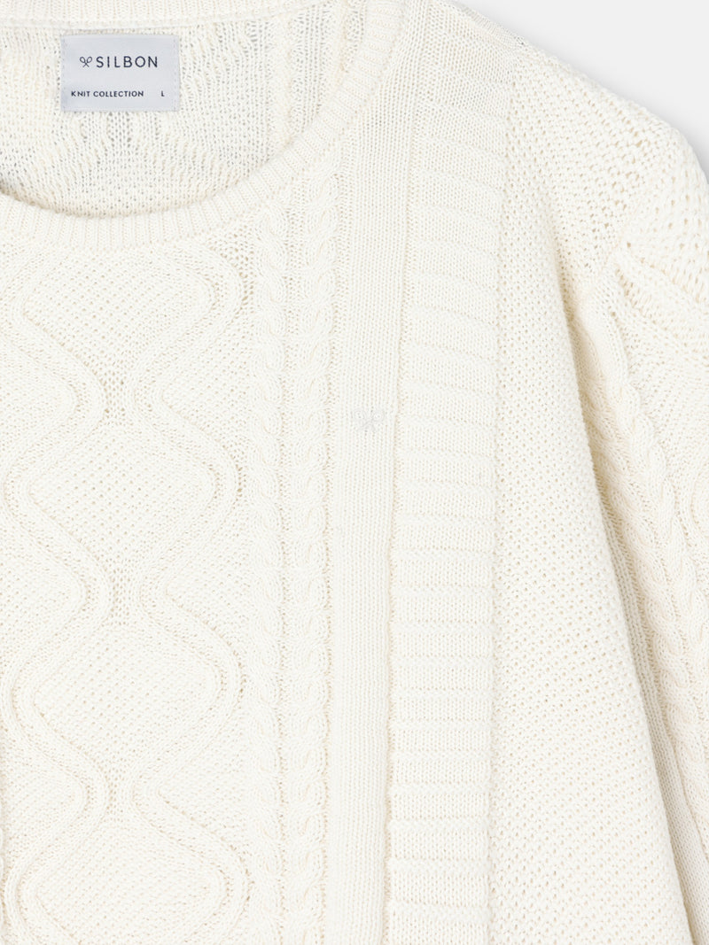 Cruise cream cable knit sweater with patch