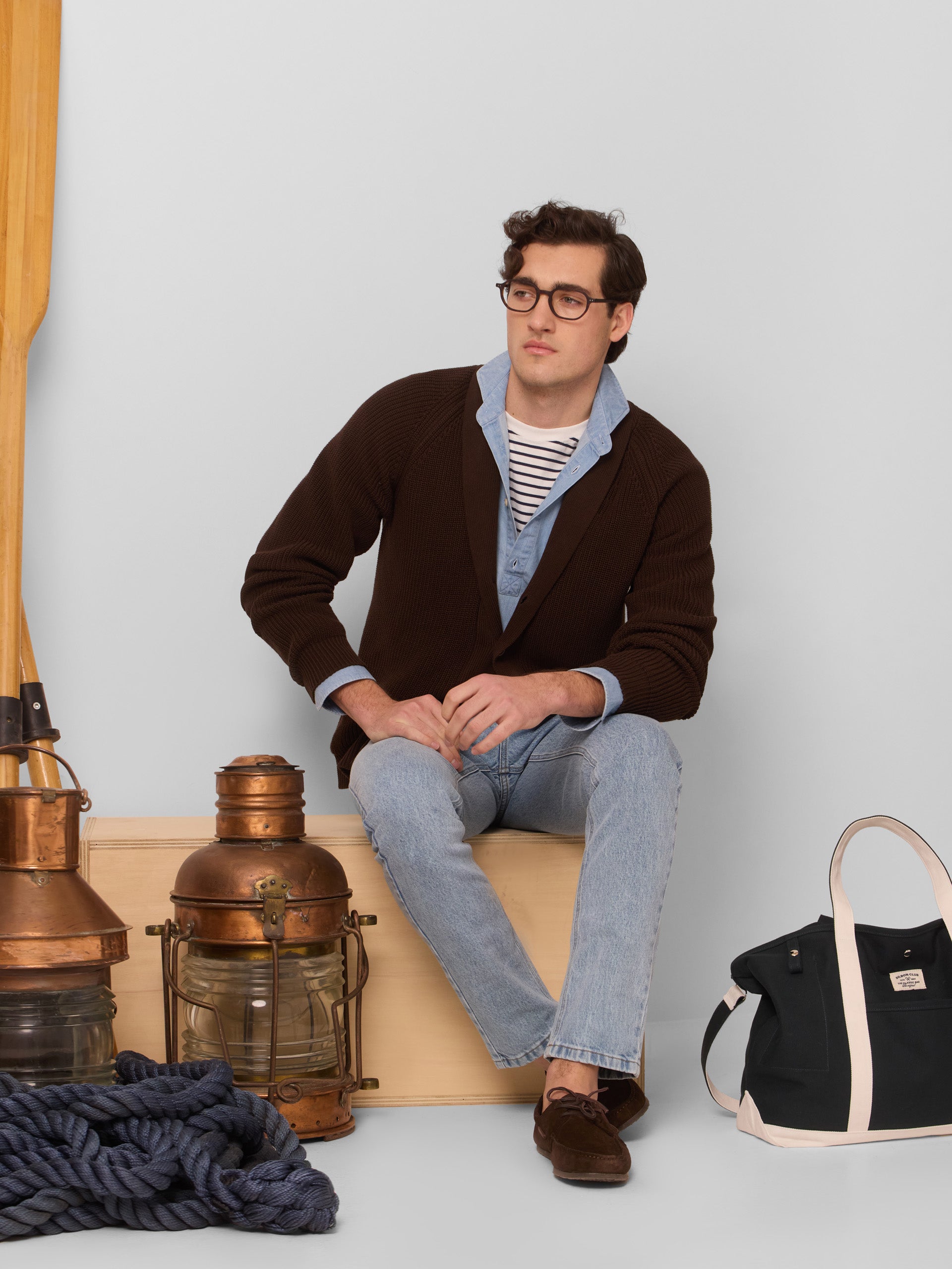 Cardigan canelado cruise castanho