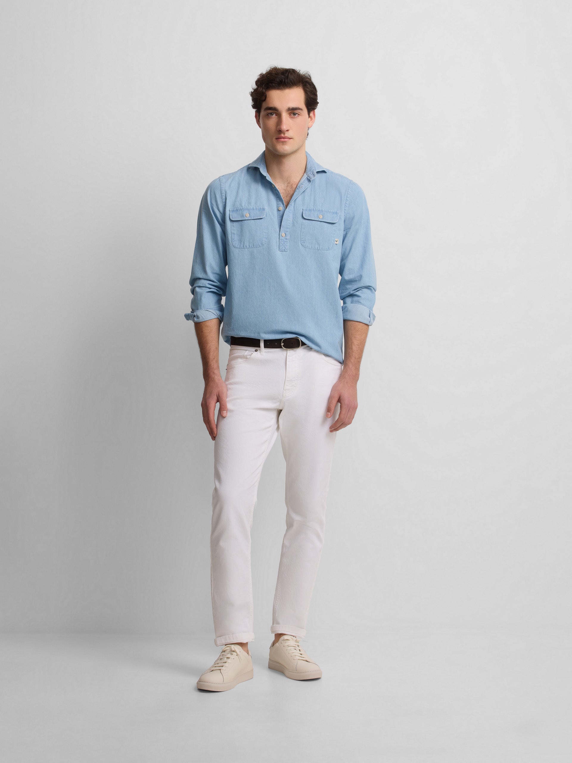 White cruise denim sport pants