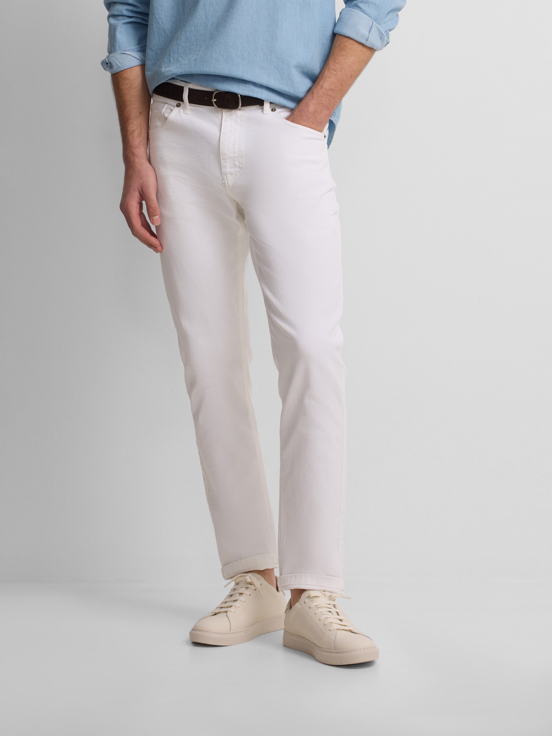 White cruise denim sport pants