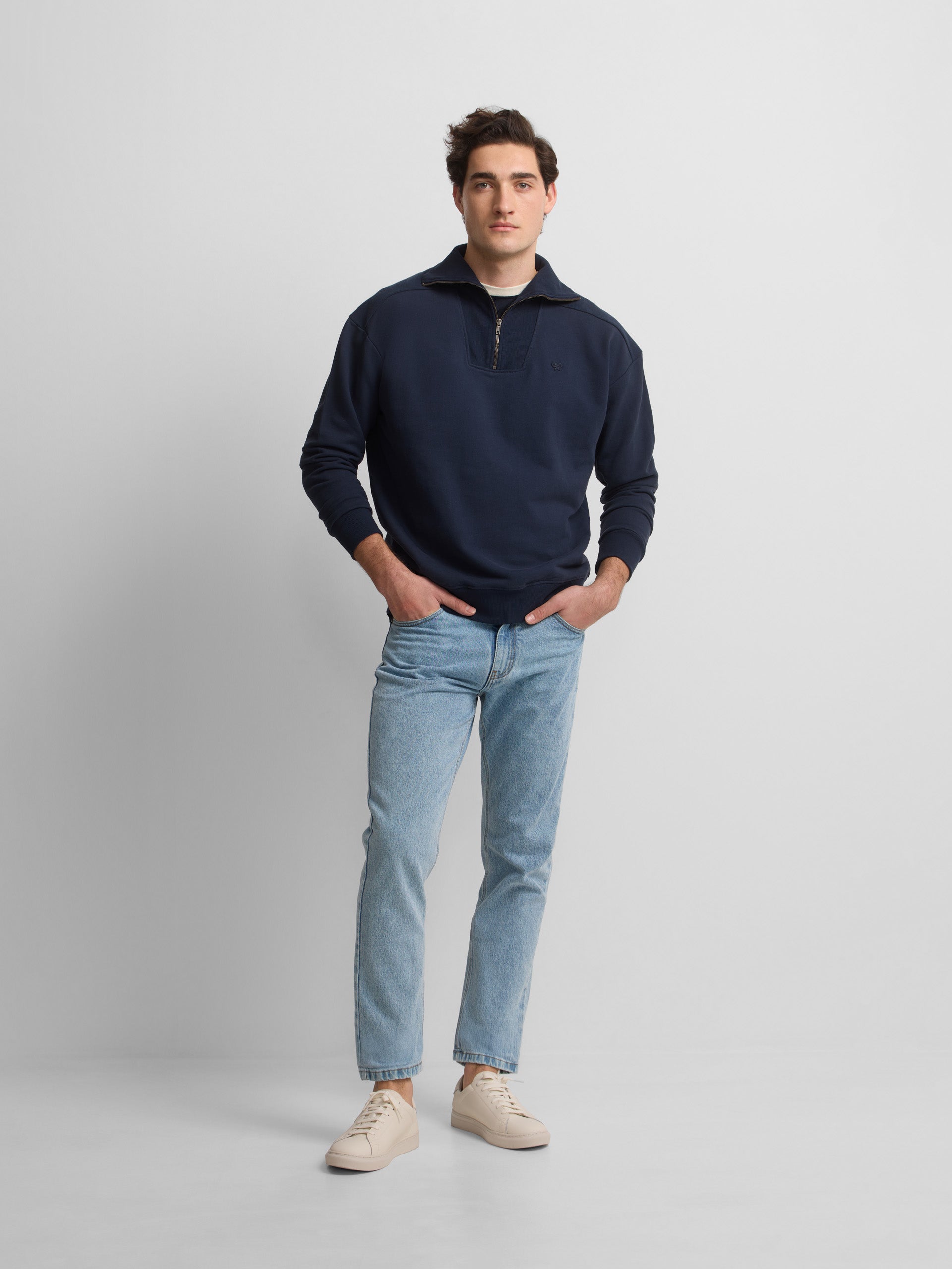 Sweatshirt meia fecho cruise azul-marinho