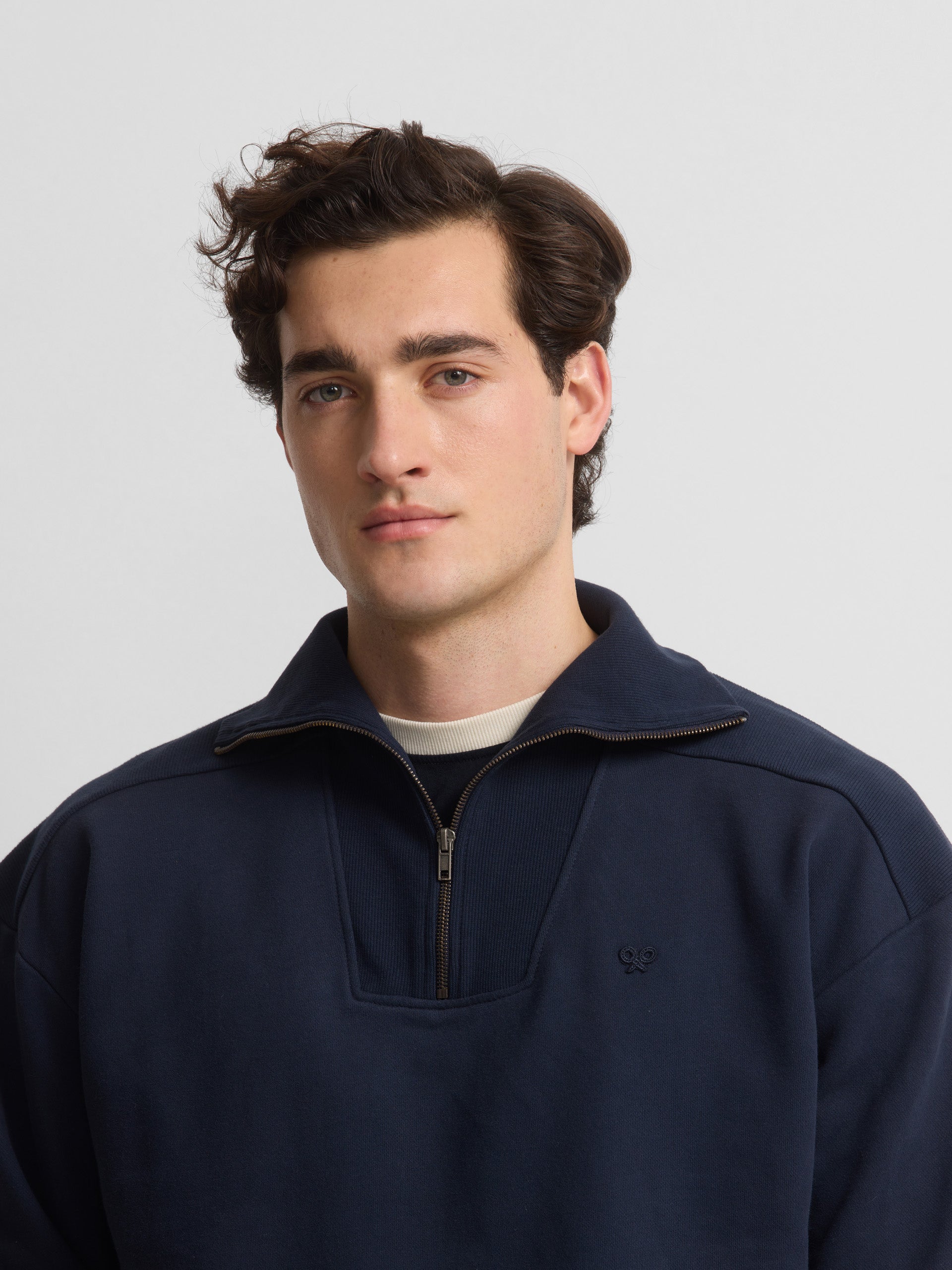 Sweatshirt meia fecho cruise azul-marinho