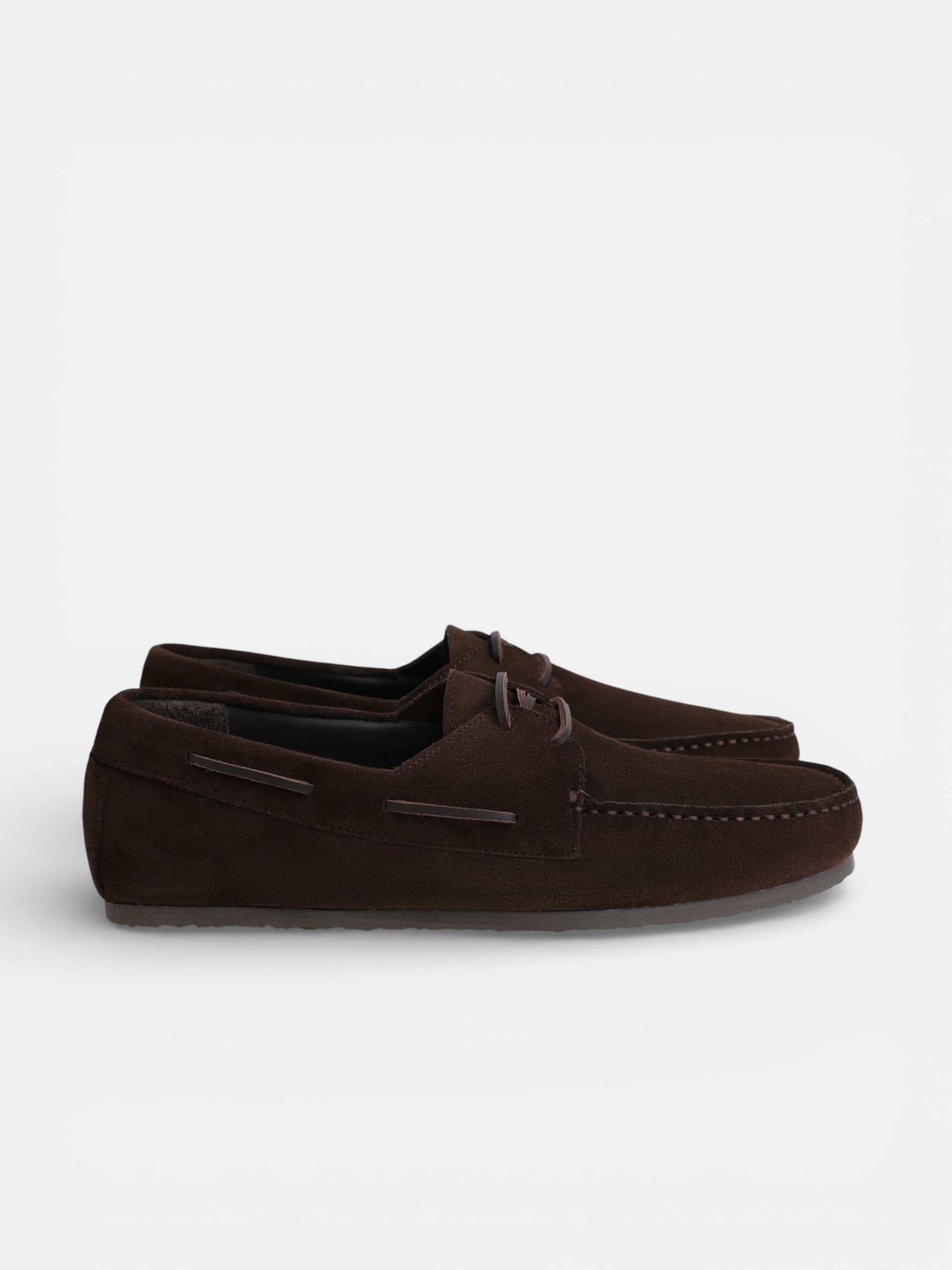 Brown suede cruise boat shoe