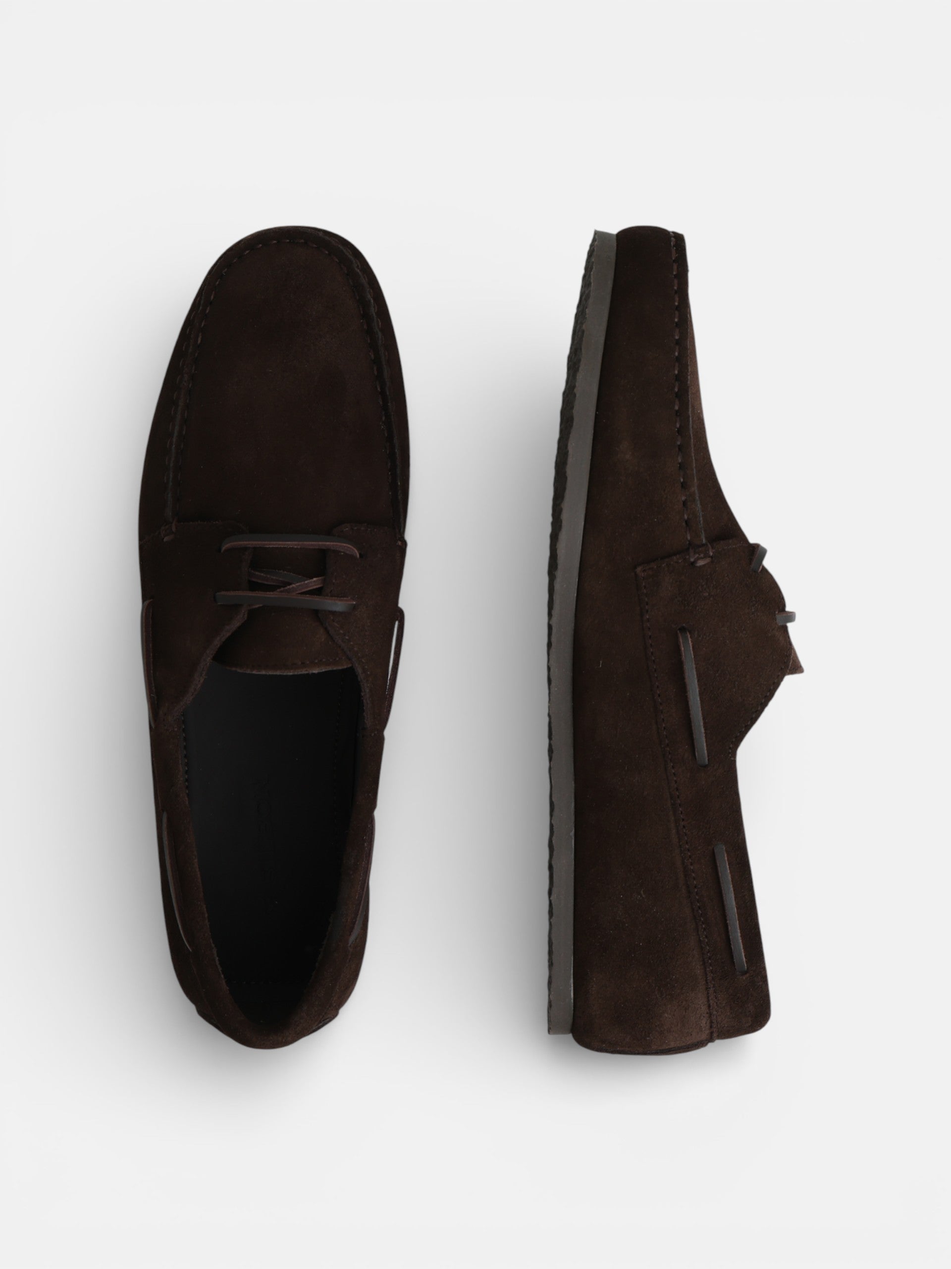 Brown suede cruise boat shoe