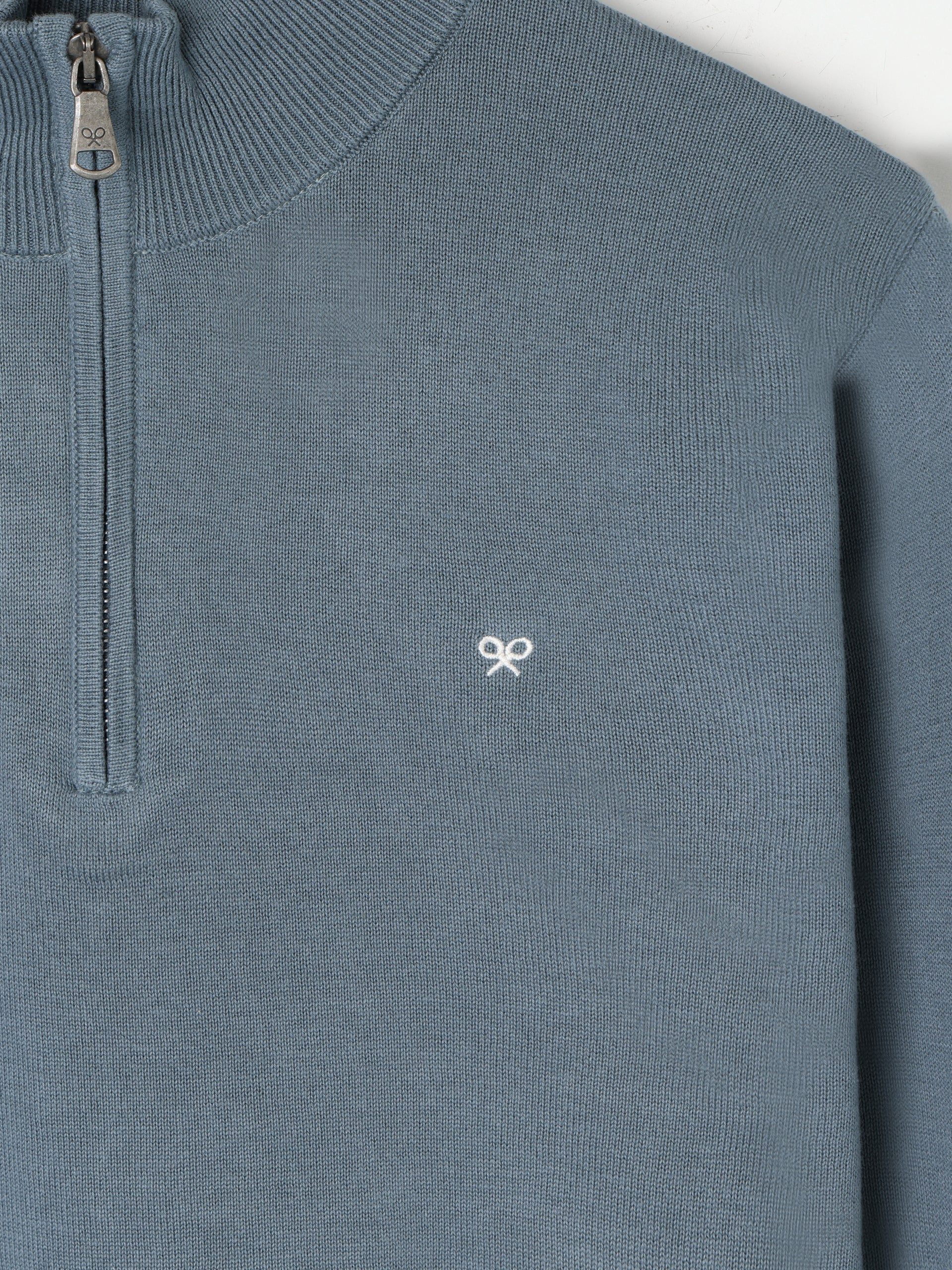 Jersey liso media cremallera azul petroleo