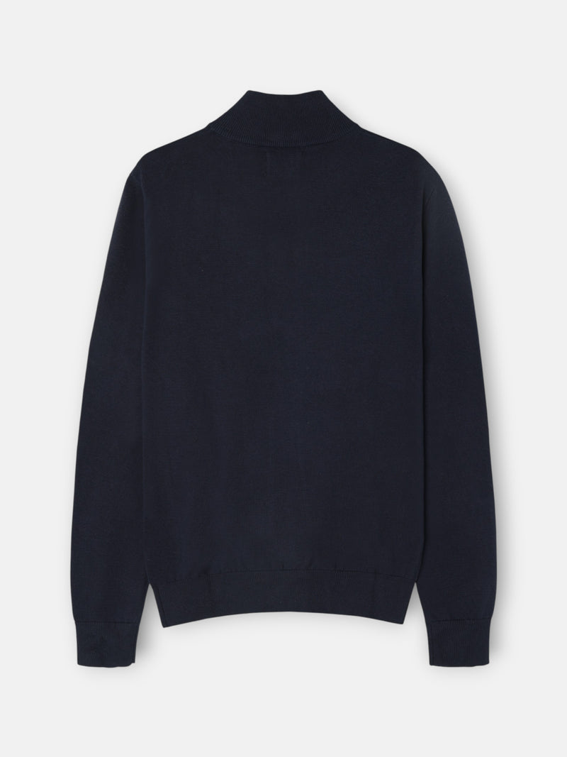 Plain navy blue half-zip sweater