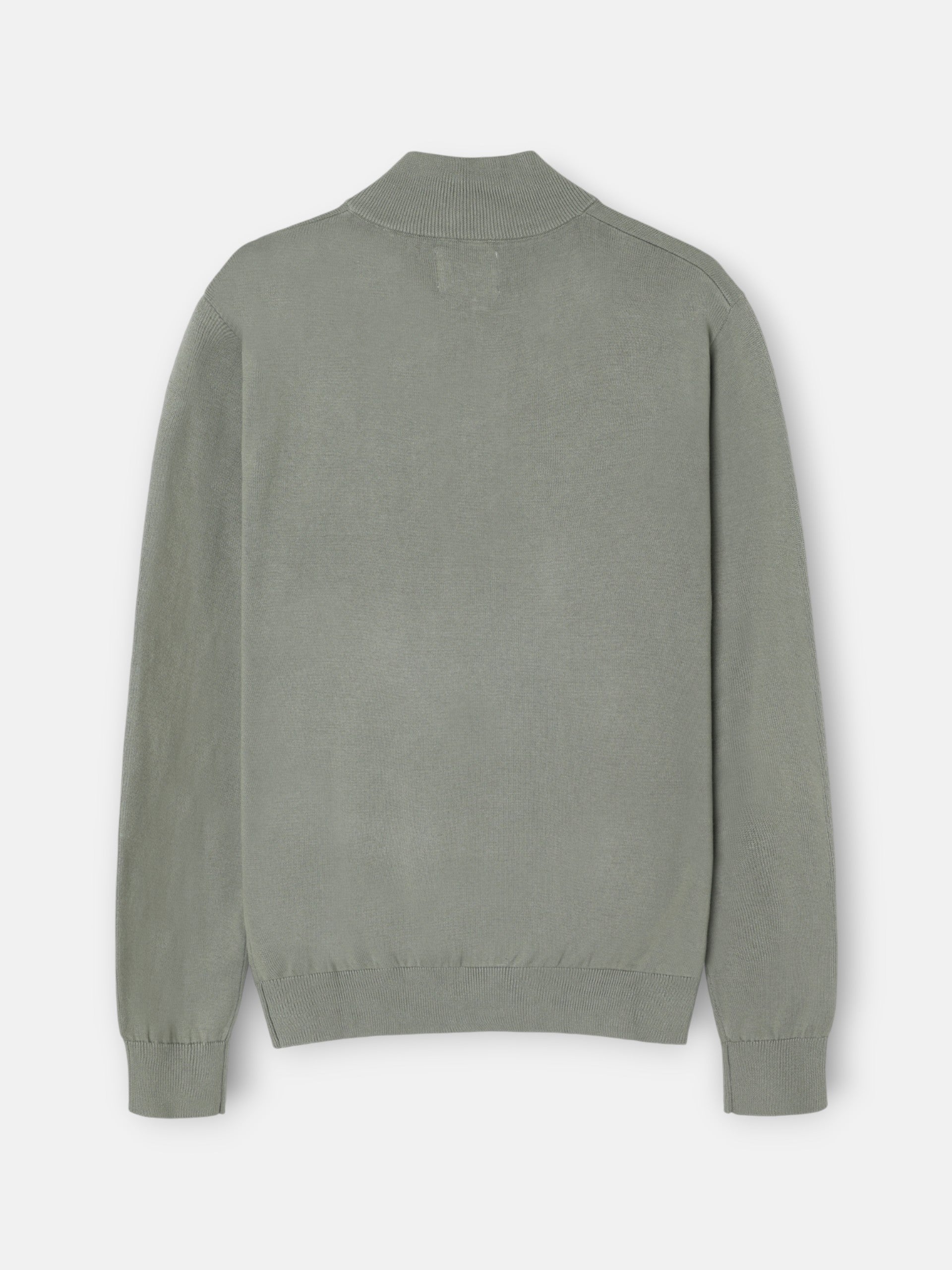 Camisola lisa com fecho de meio comprimento verde cinza