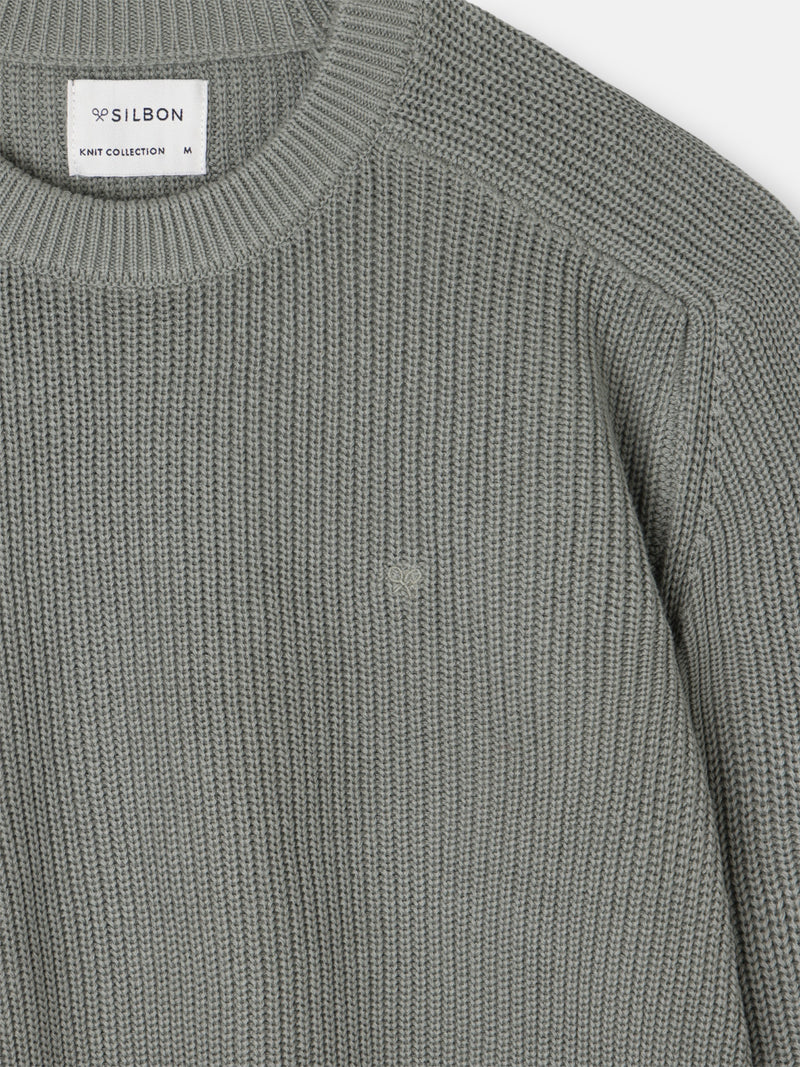 Pull à structure vert gris