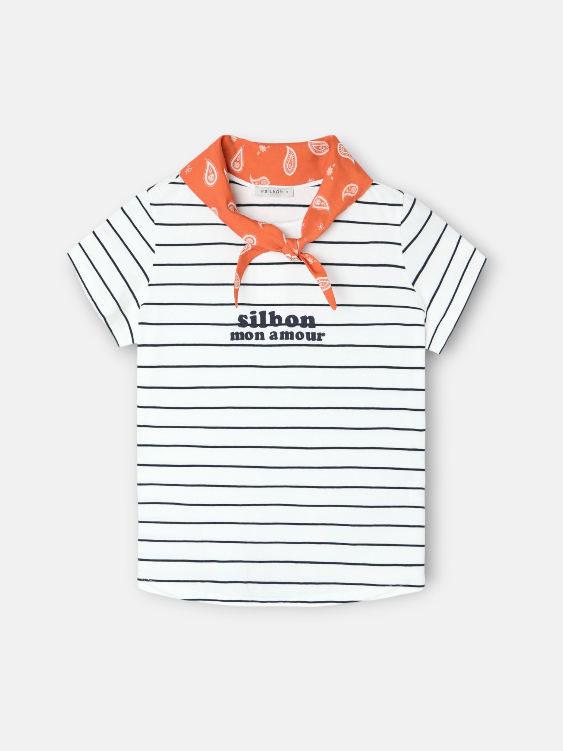 Women's T-shirt with Silbon bandana appliqué blue