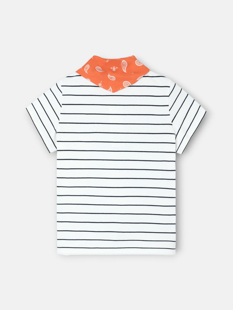 T-shirt mulher com aplique silbon bandana azul