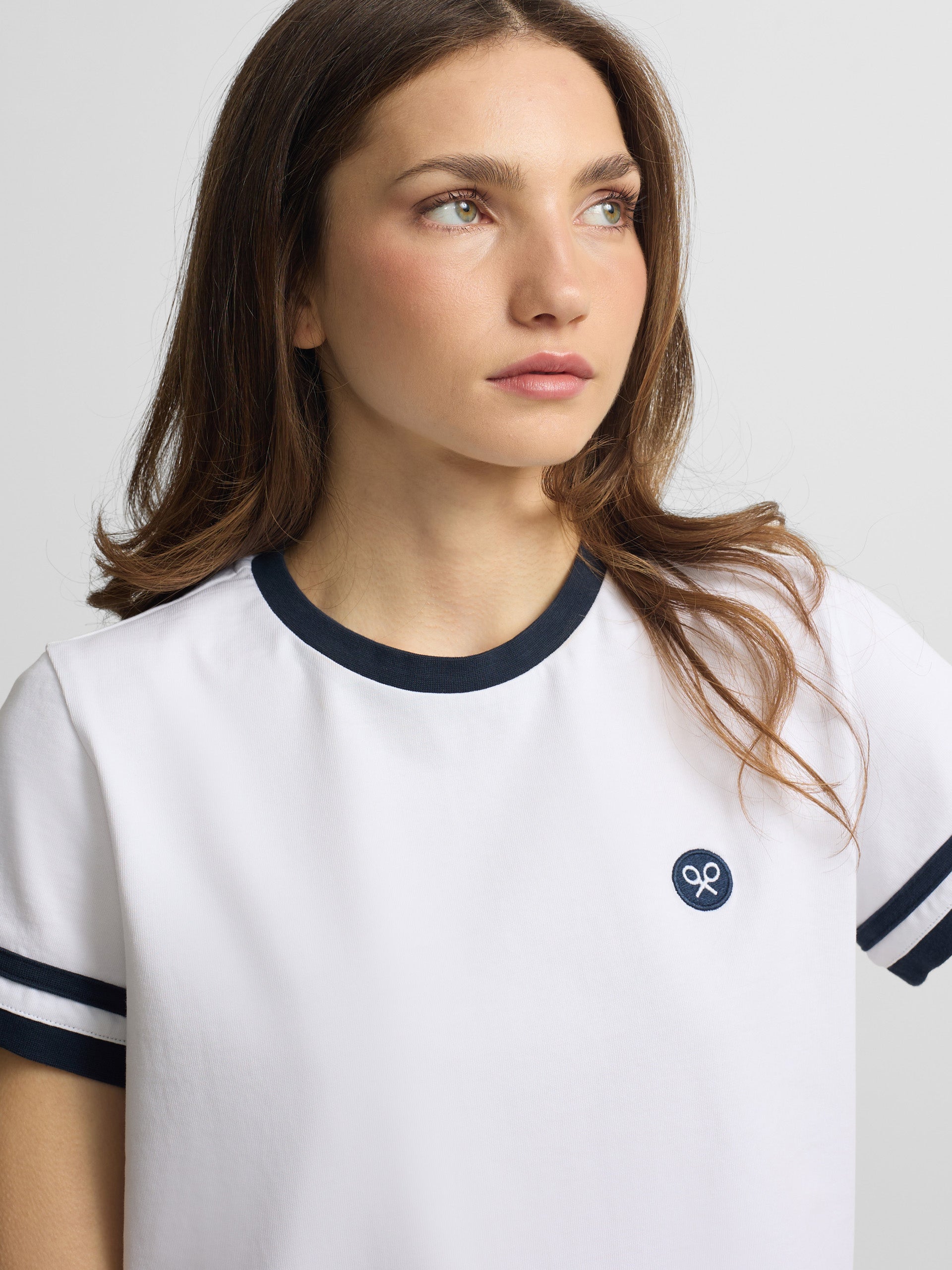 Women's T-shirt with Silbon shield patch white