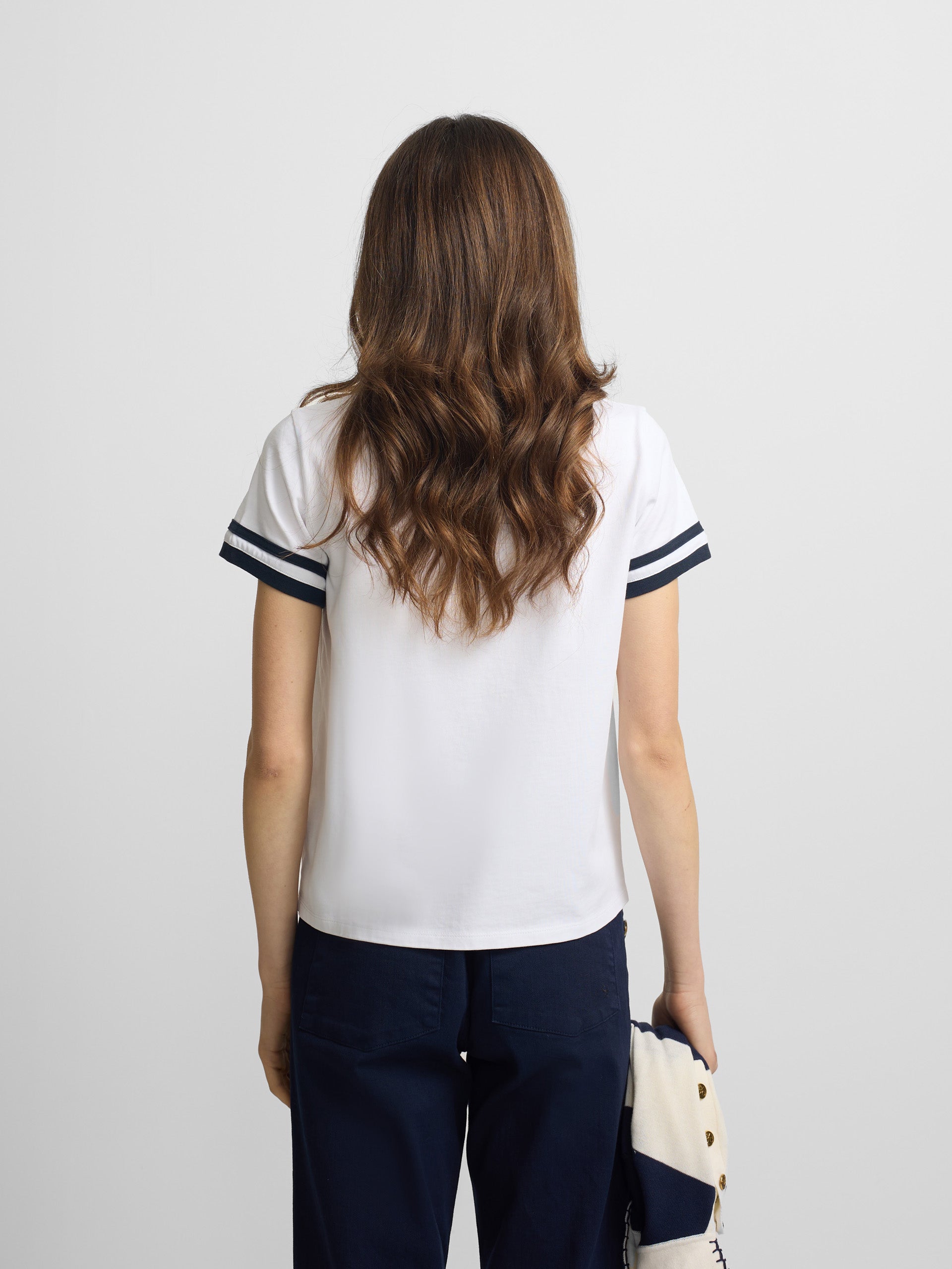 Women's T-shirt with Silbon shield patch white