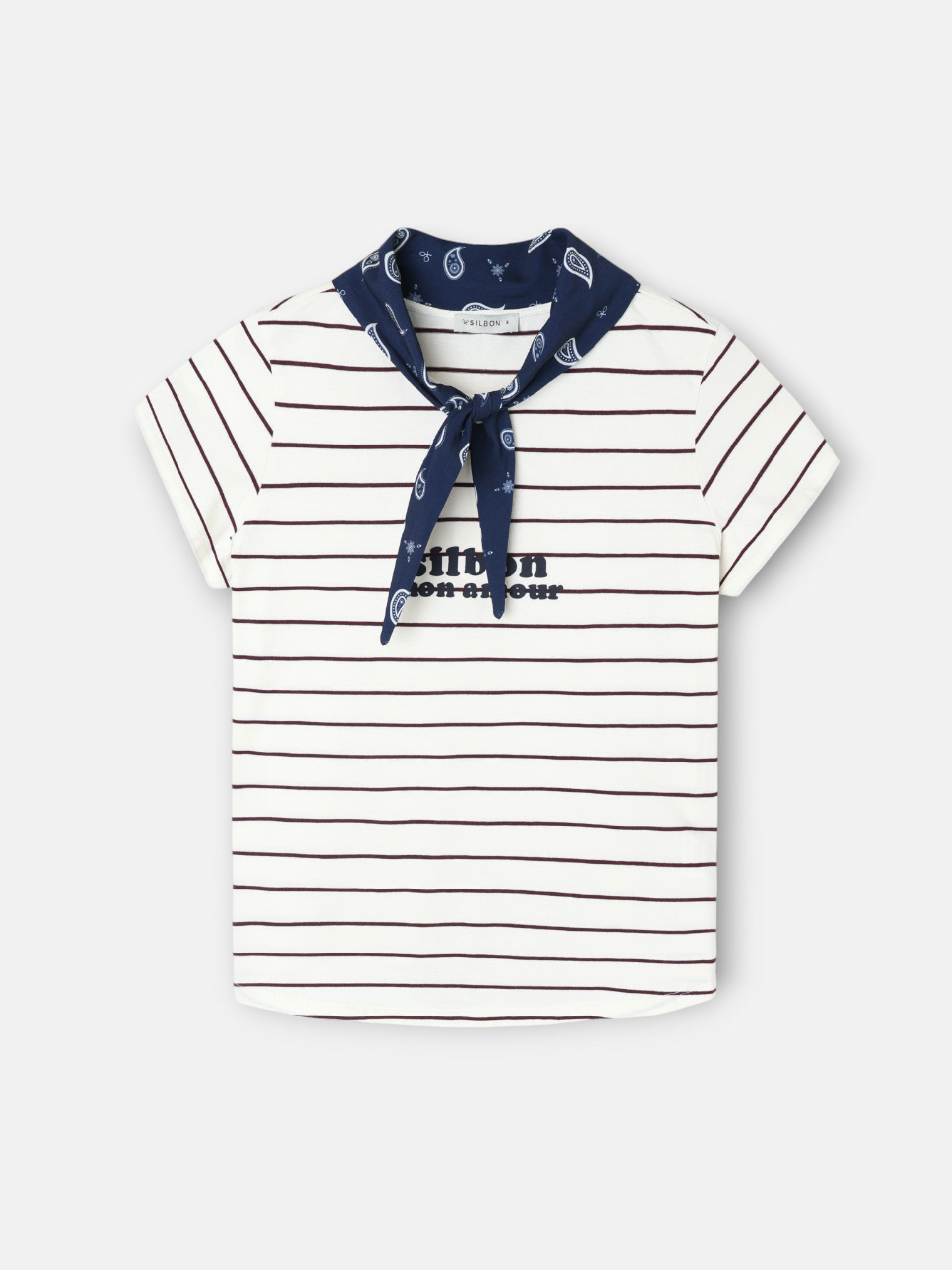 Women's T-shirt with purple bandana silbon appliqué