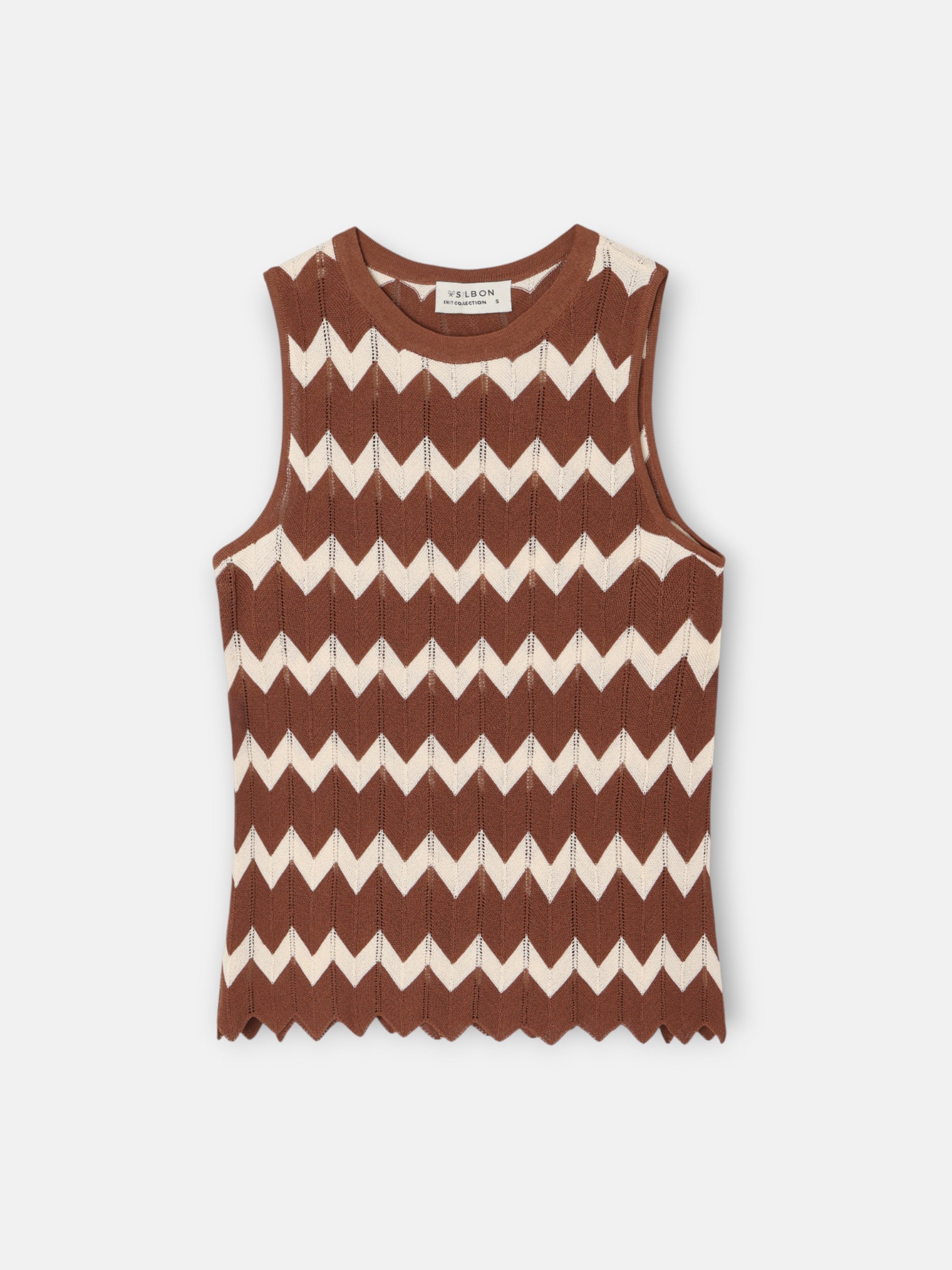 Top de malha castanho espinha de peixe